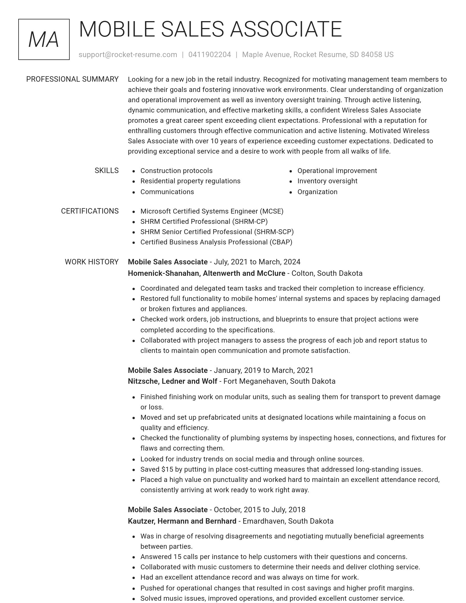 Renowned resume template