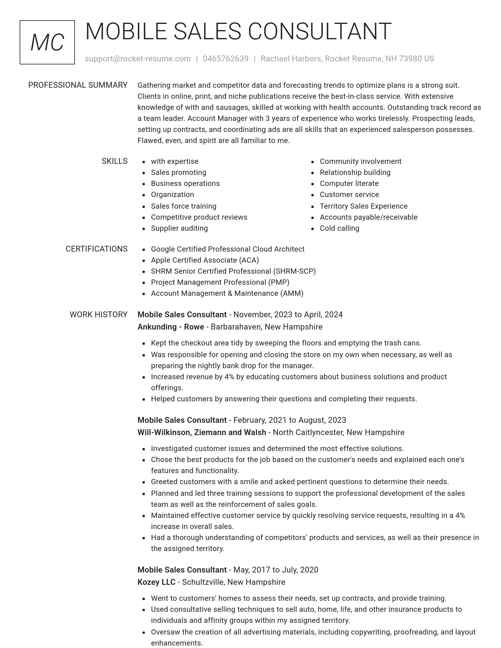 Renowned resume template