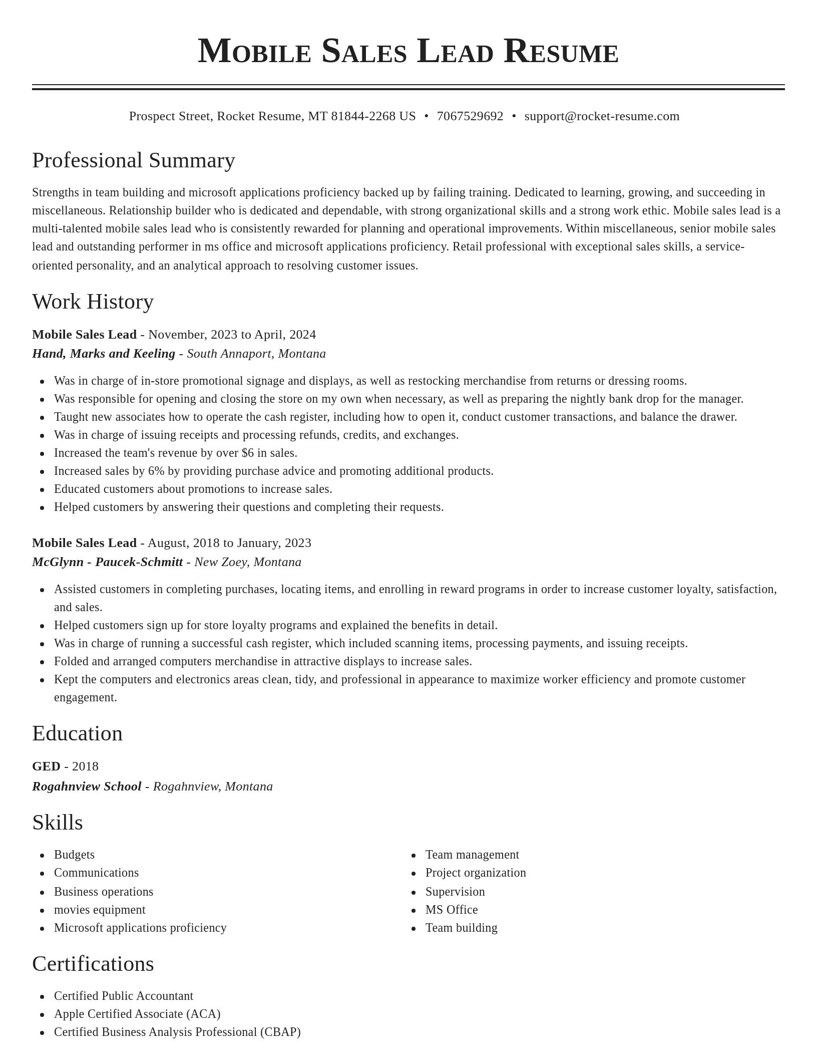 Classic resume template