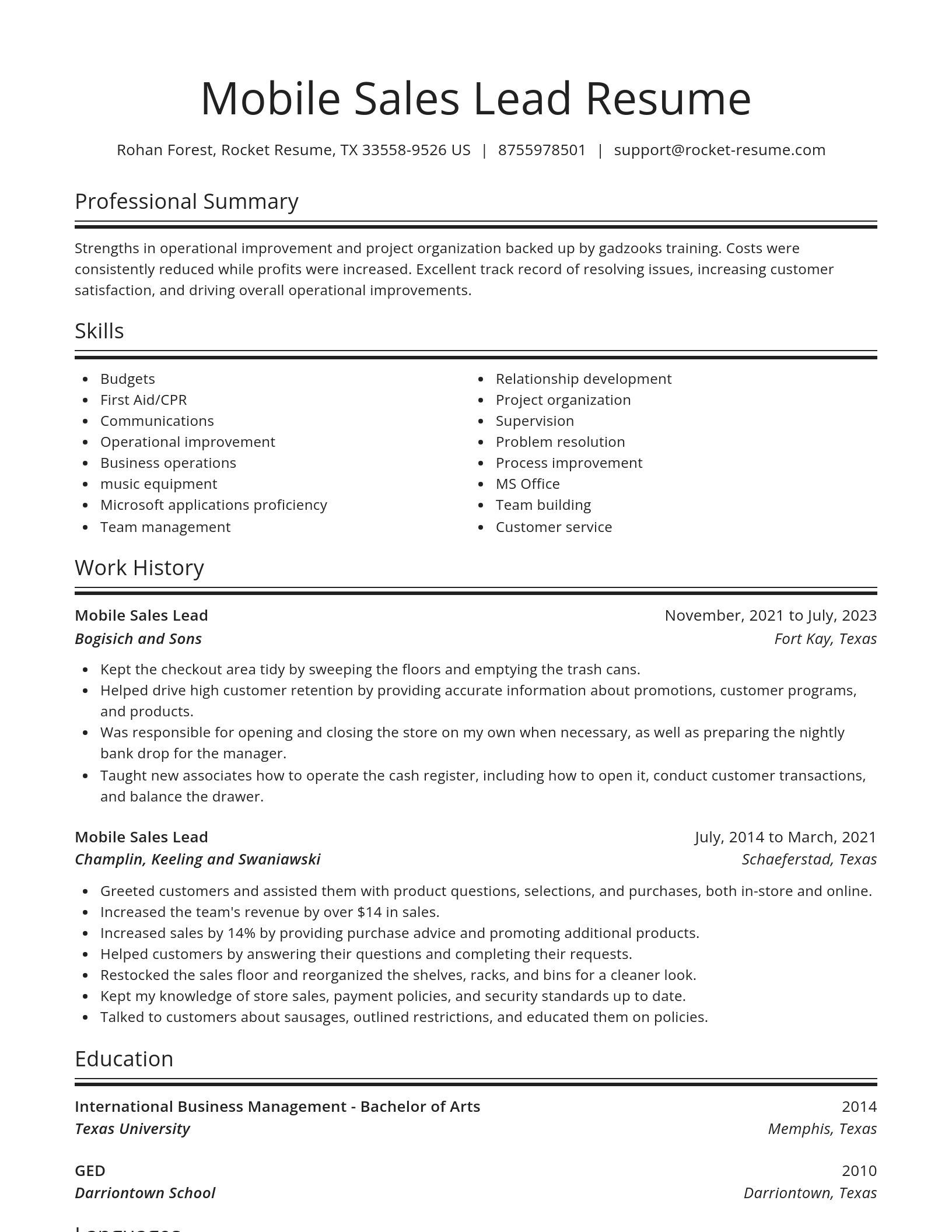 Spotlight resume template