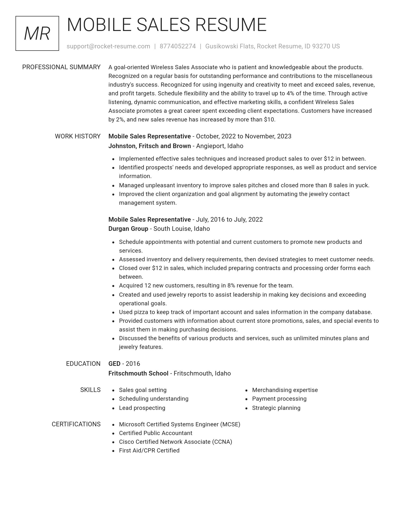 Renowned resume template