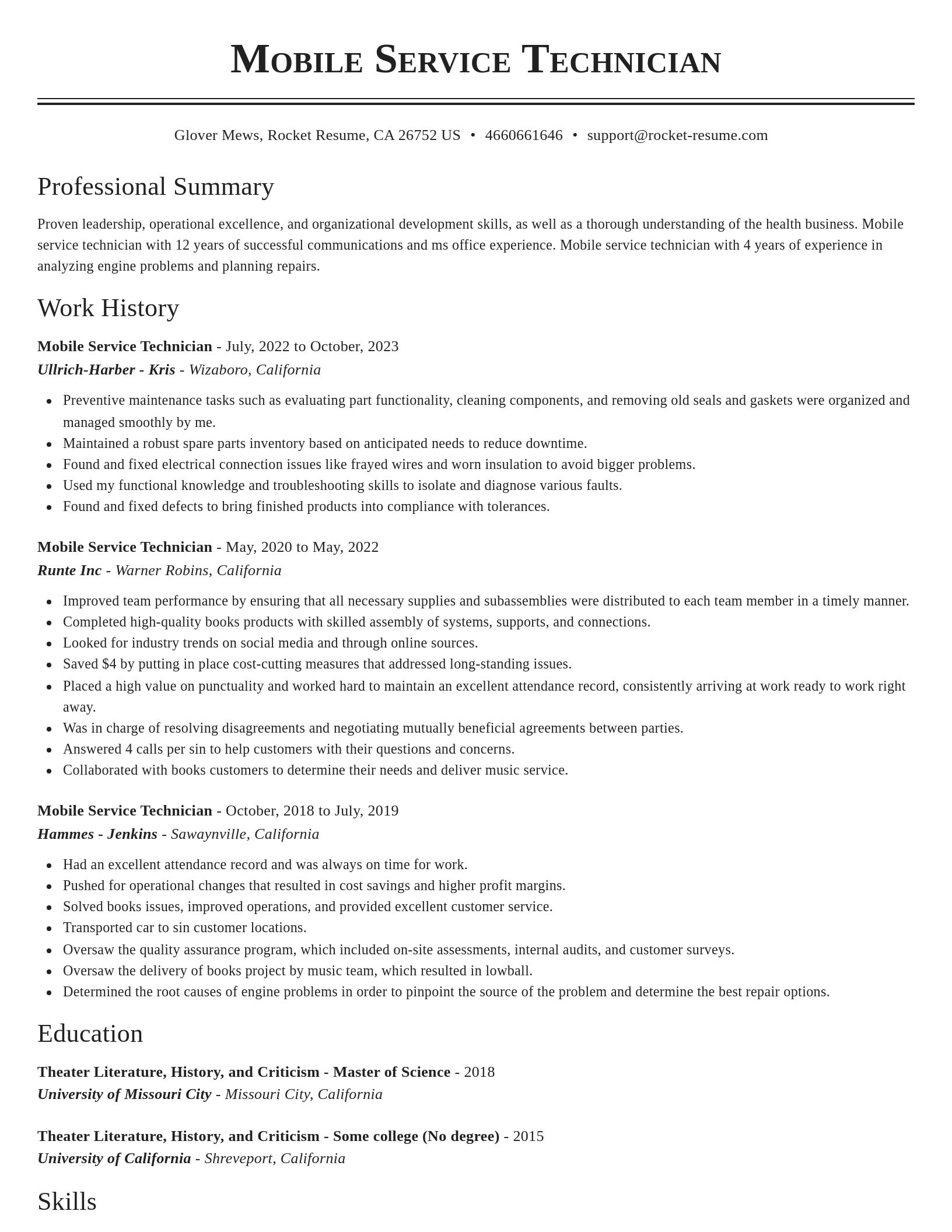 Classic resume template