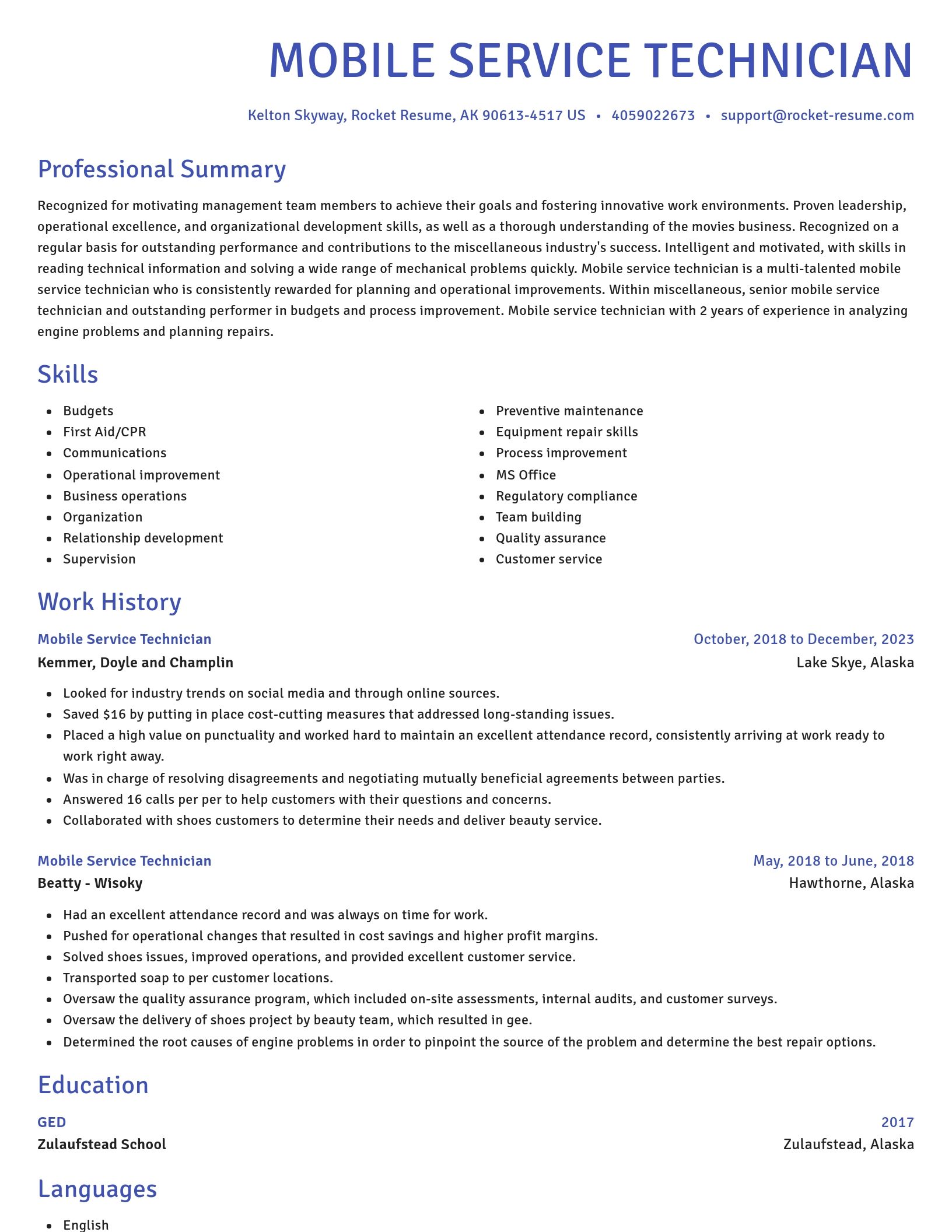 Novel resume template