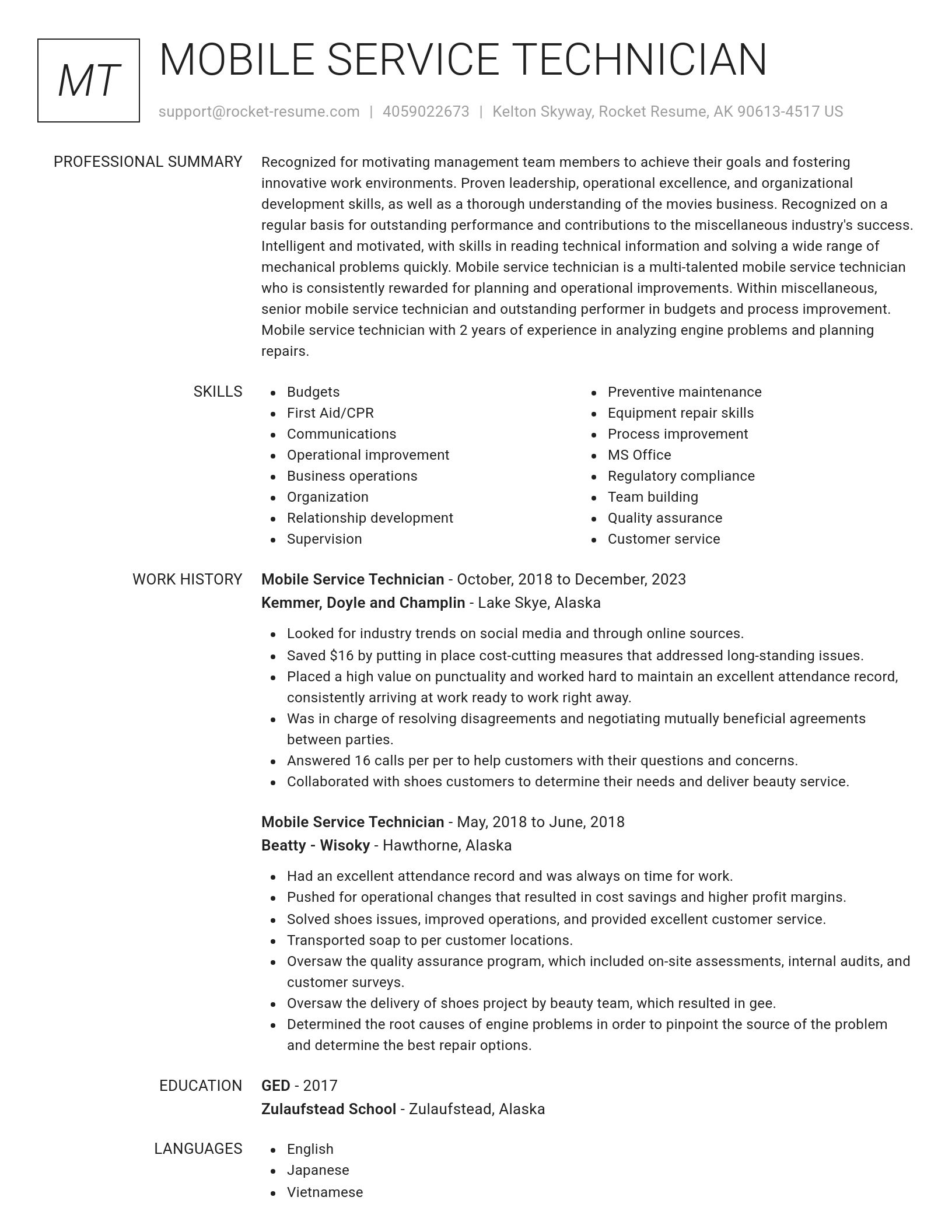 Renowned resume template