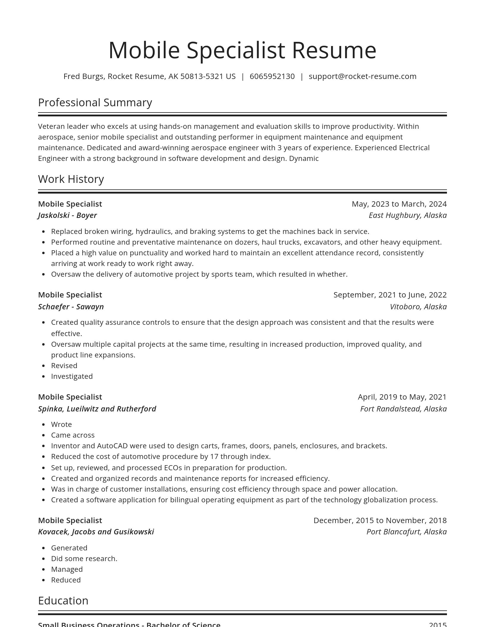 Spotlight resume template