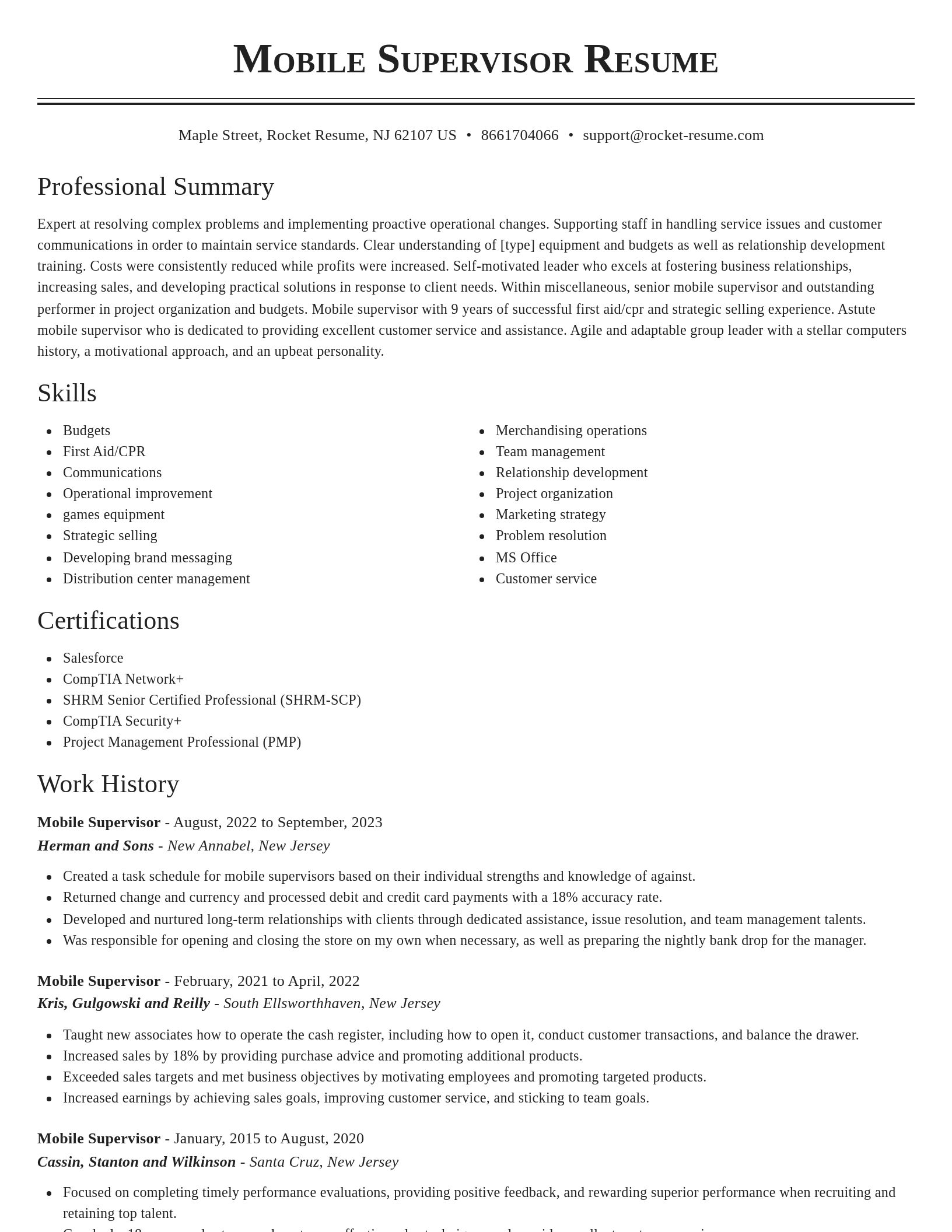 Classic resume template