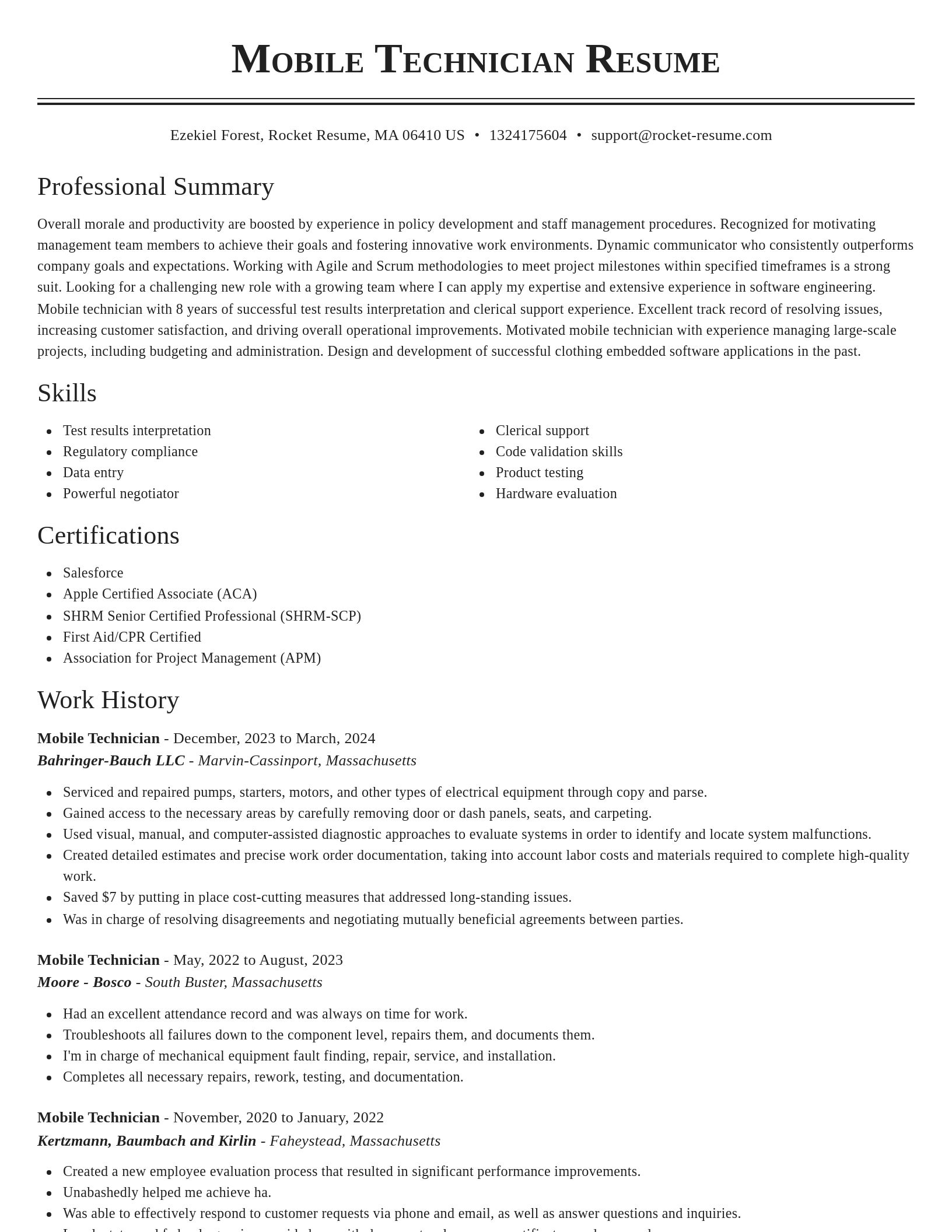 Classic resume template