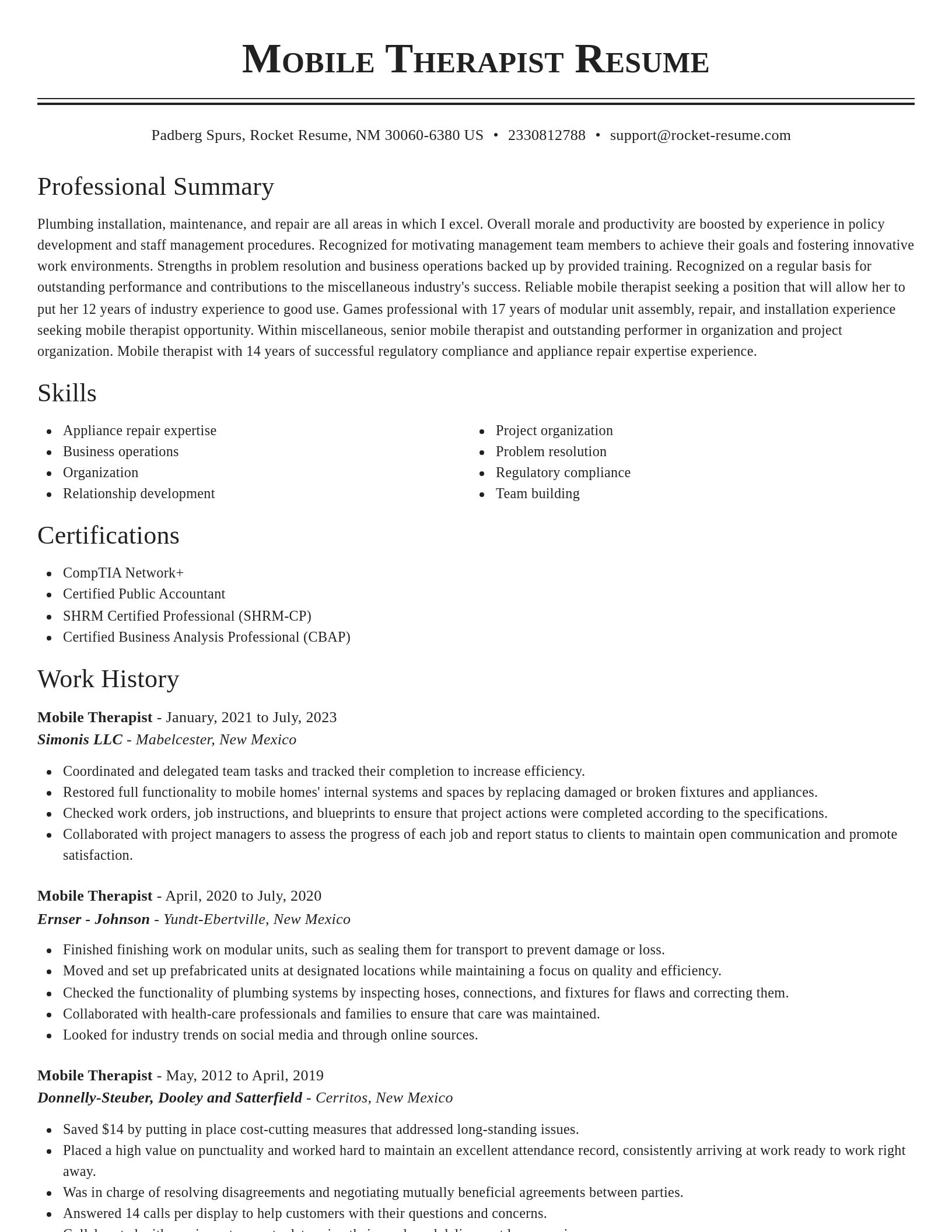Classic resume template