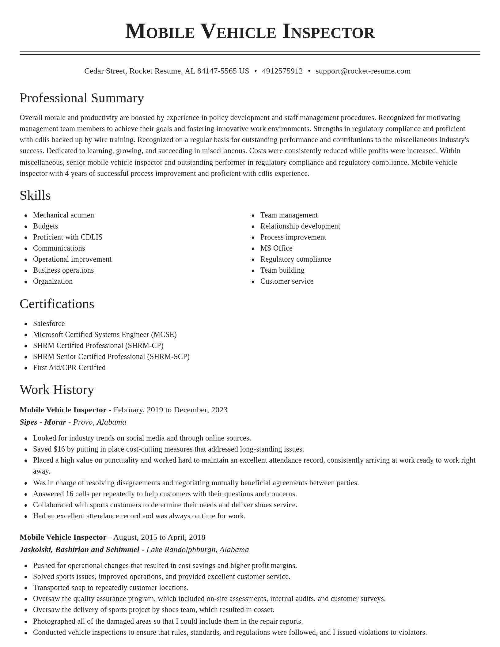 Classic resume template