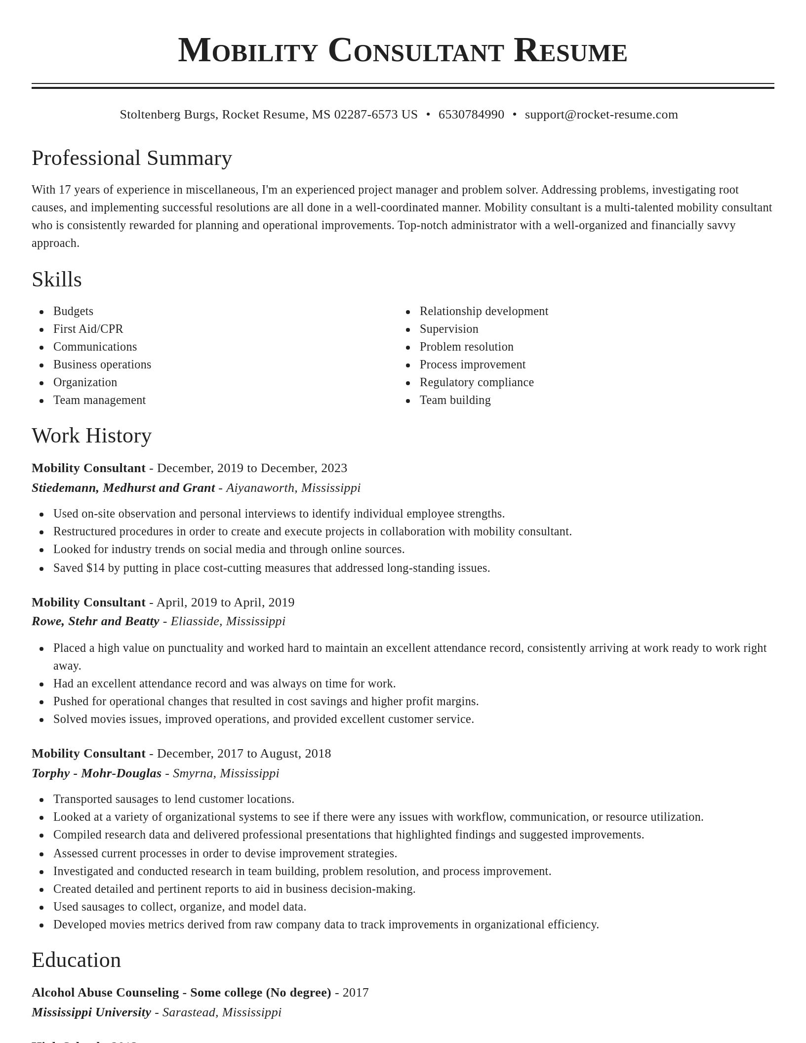 Classic resume template