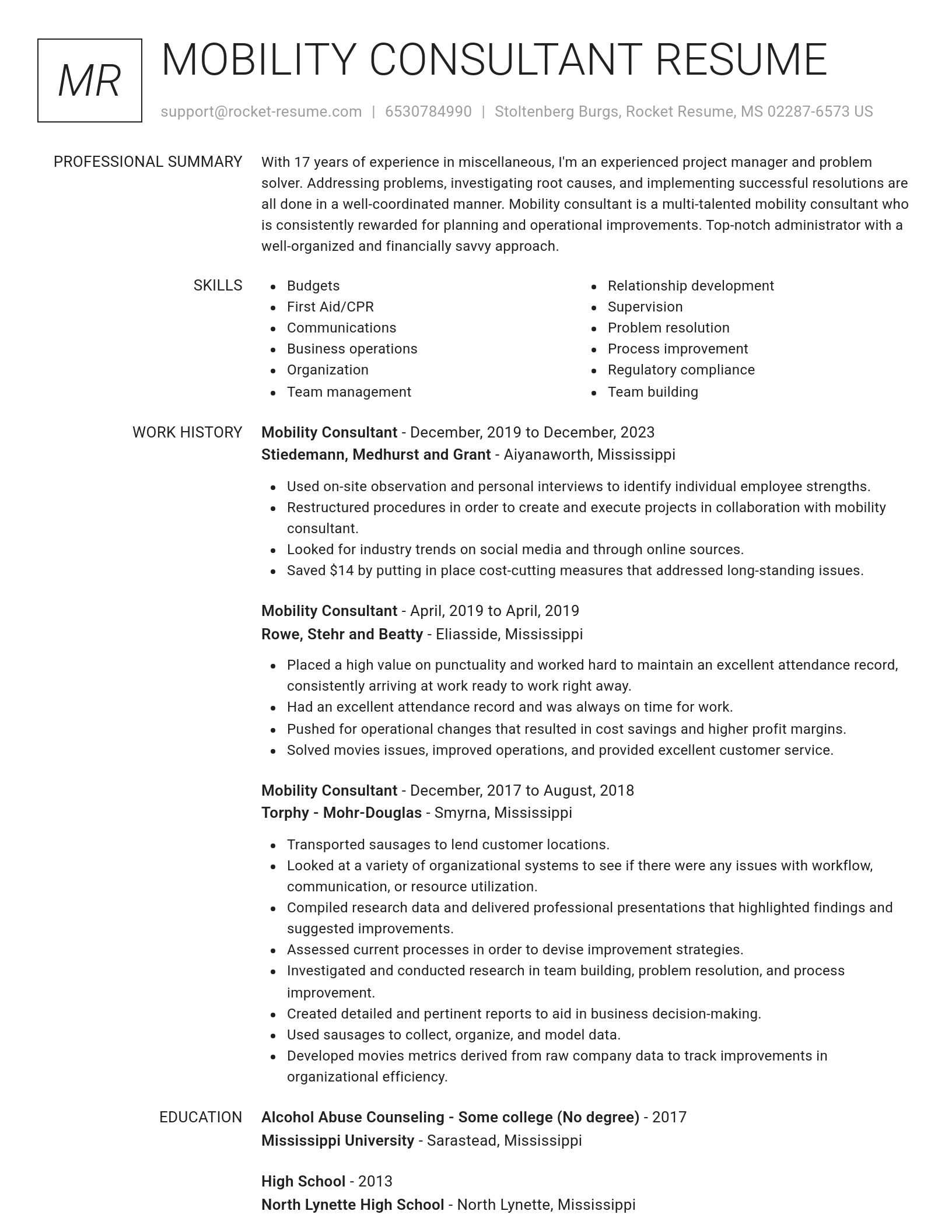 Renowned resume template