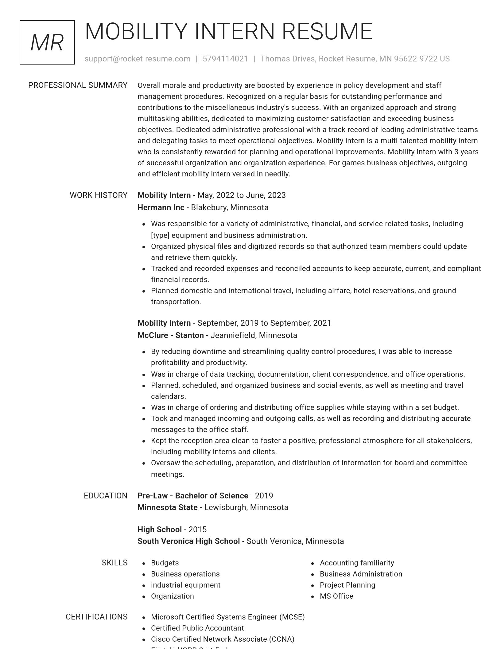 Renowned resume template
