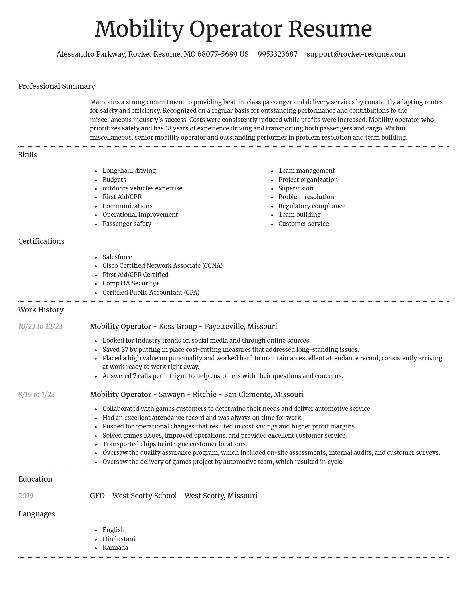 Dignified resume template