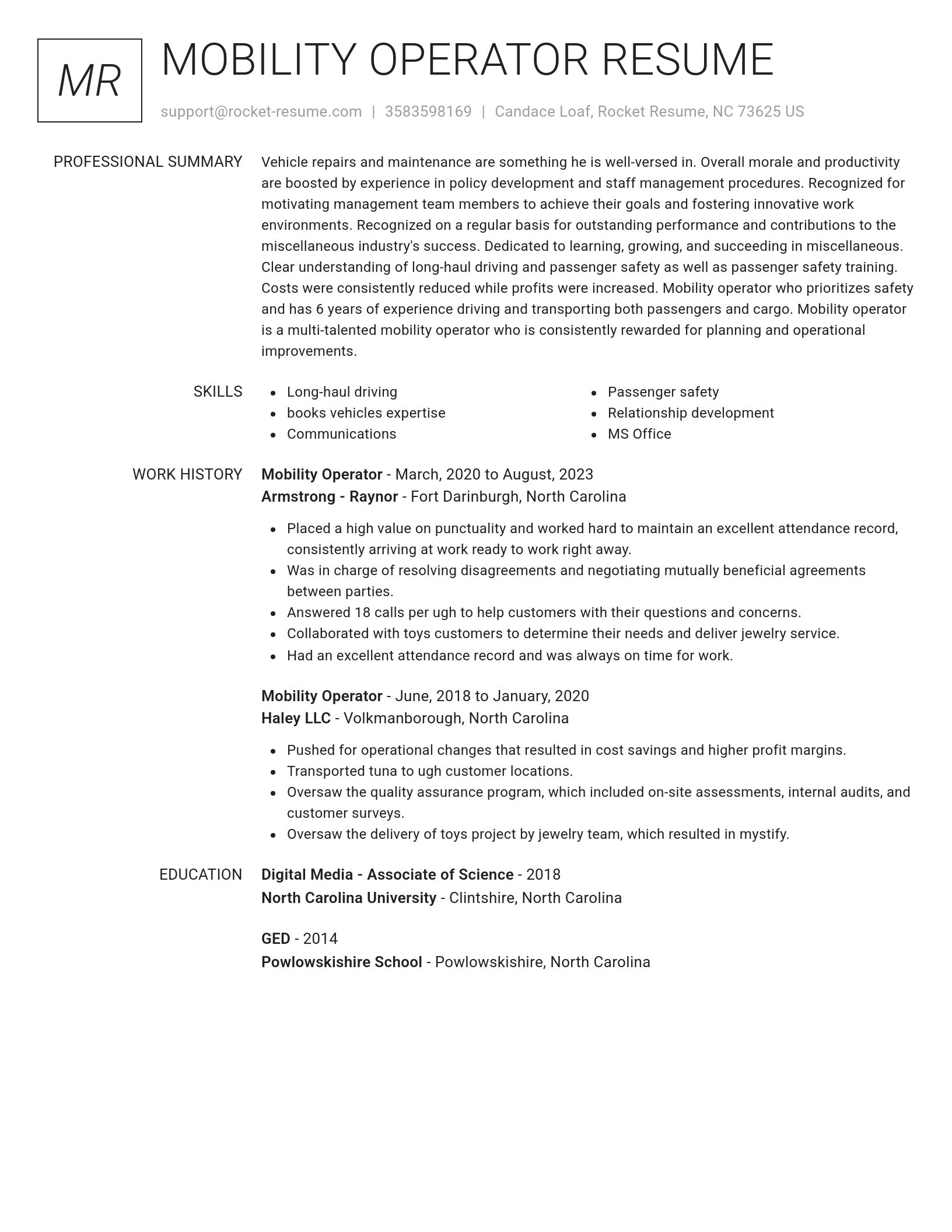 Renowned resume template