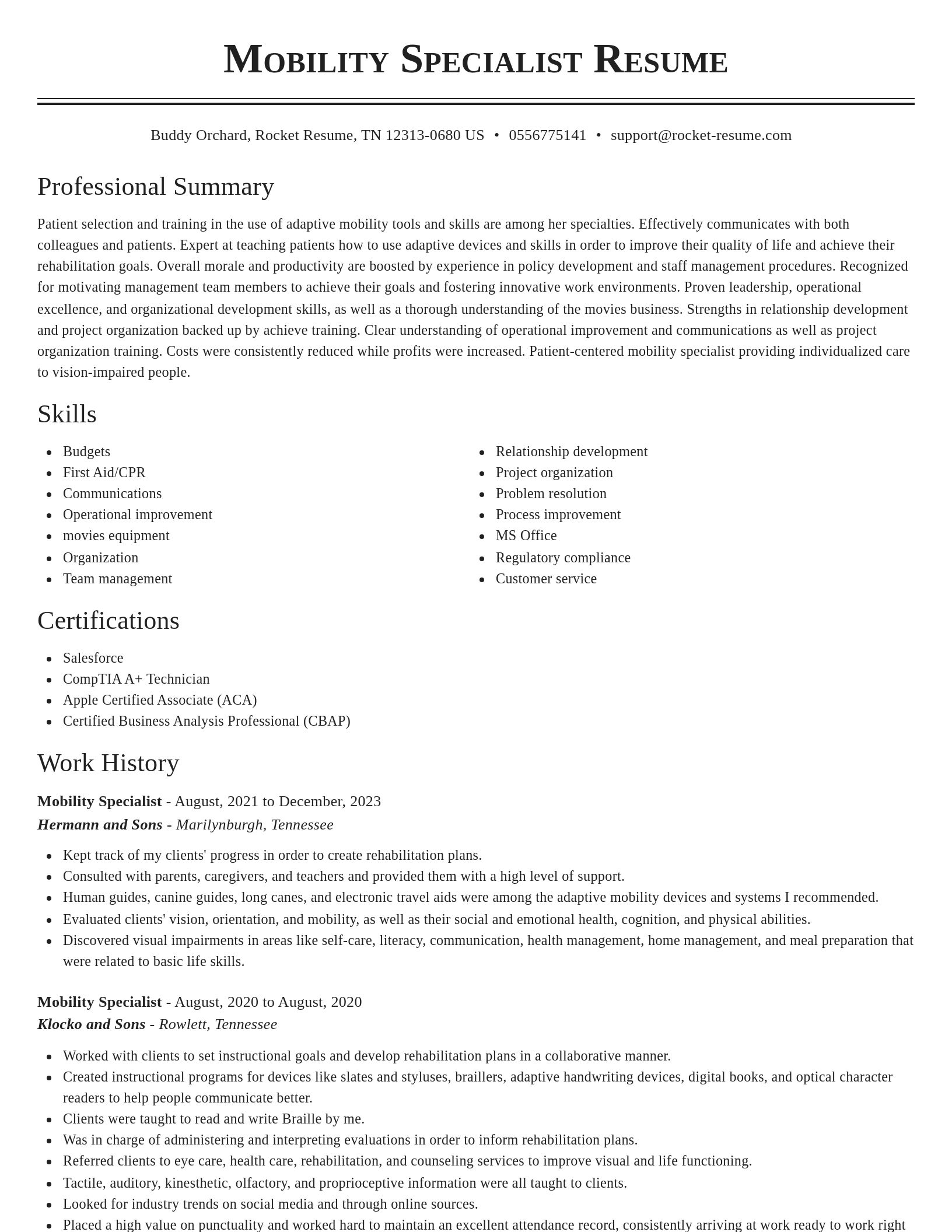 Classic resume template