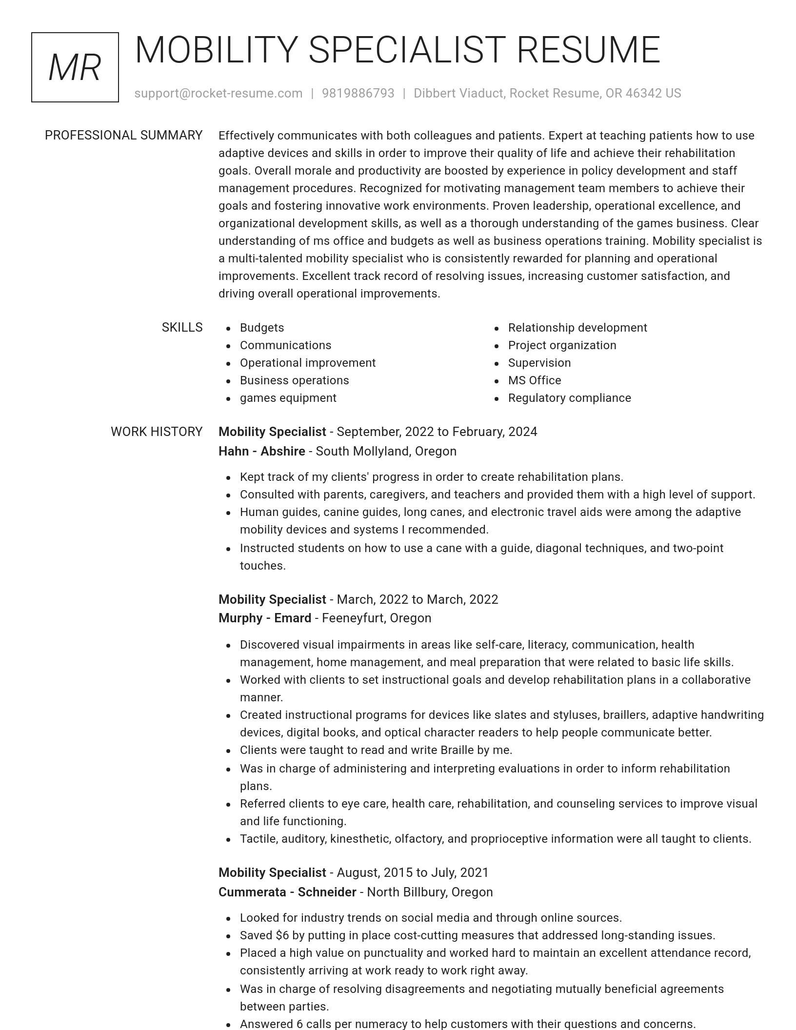 Renowned resume template
