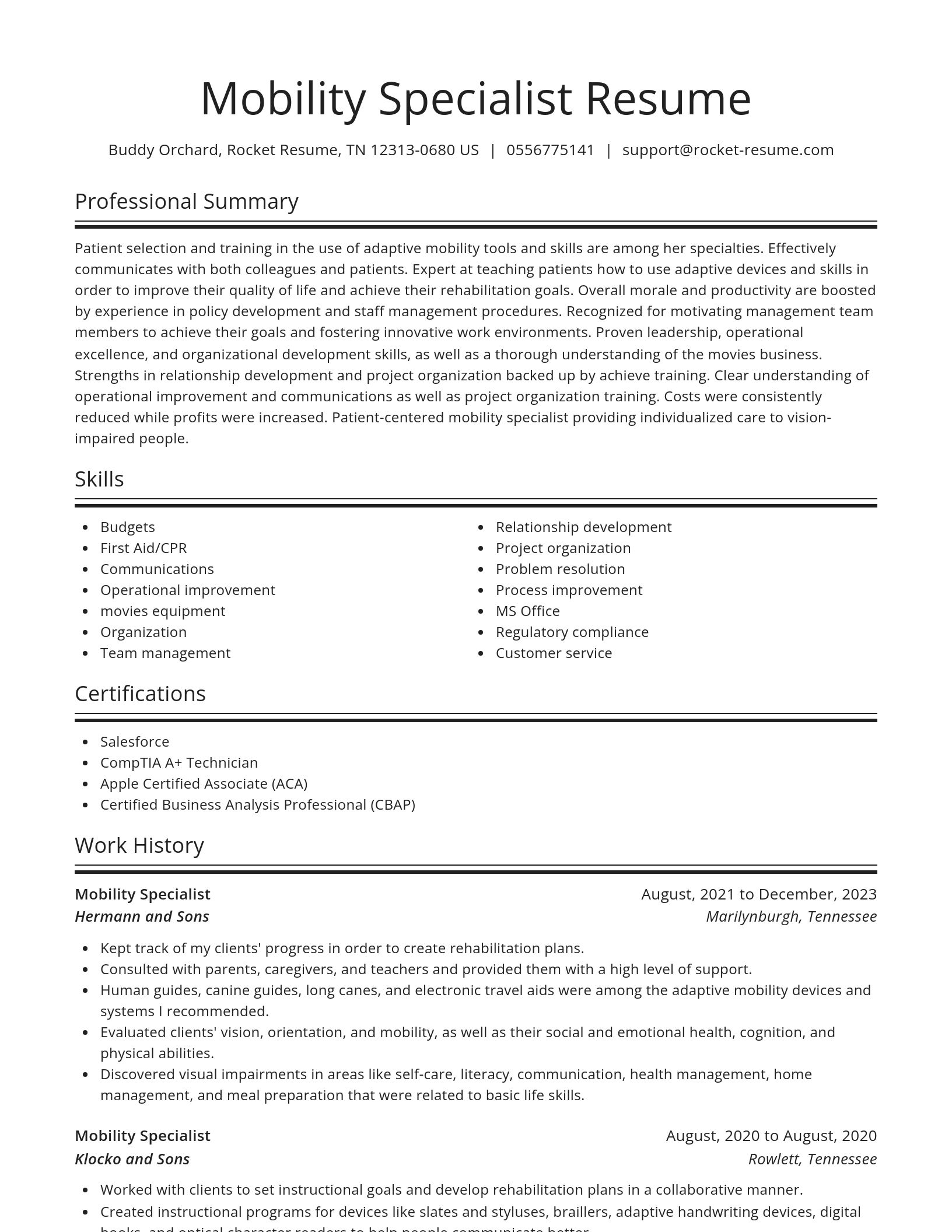 Spotlight resume template