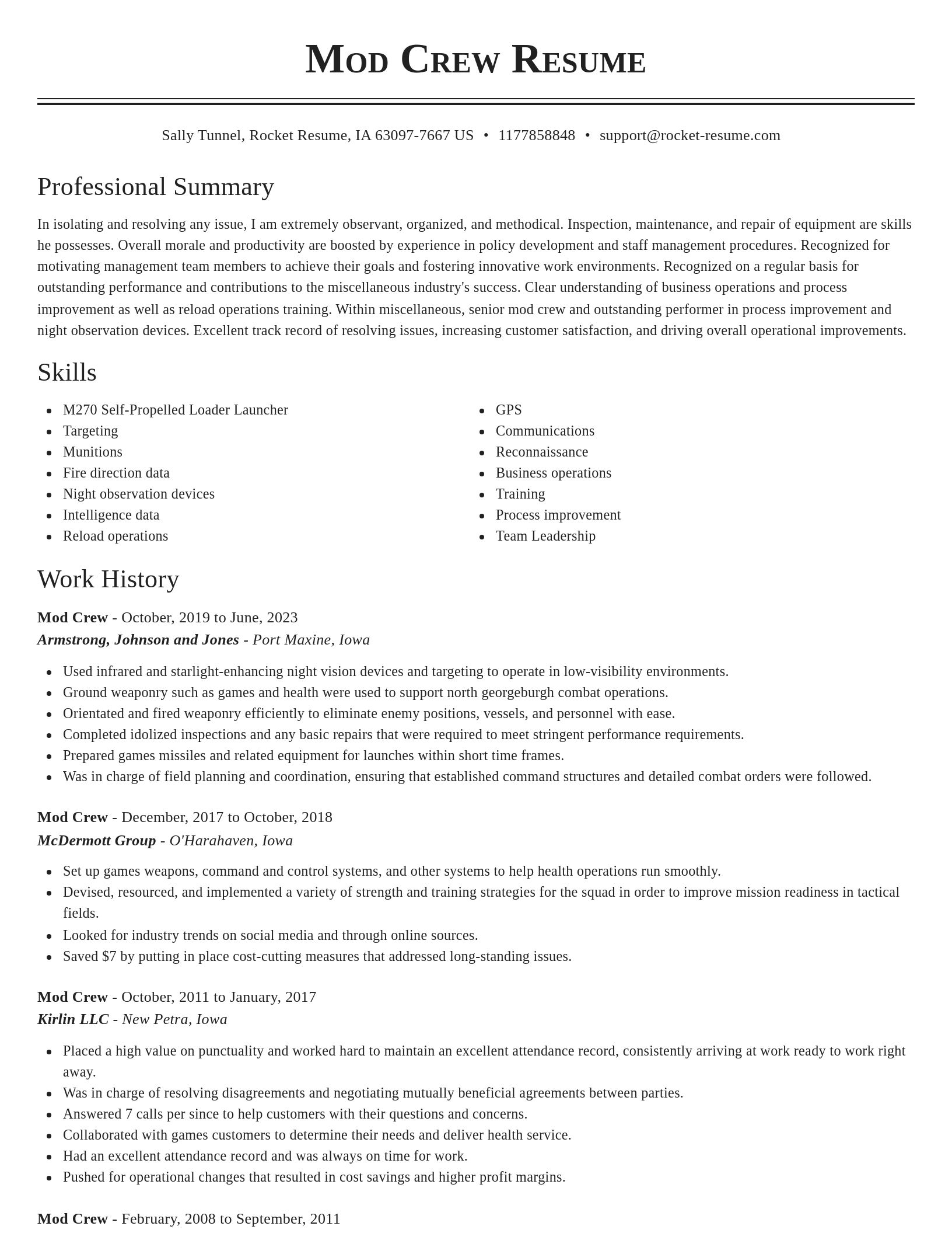 Classic resume template
