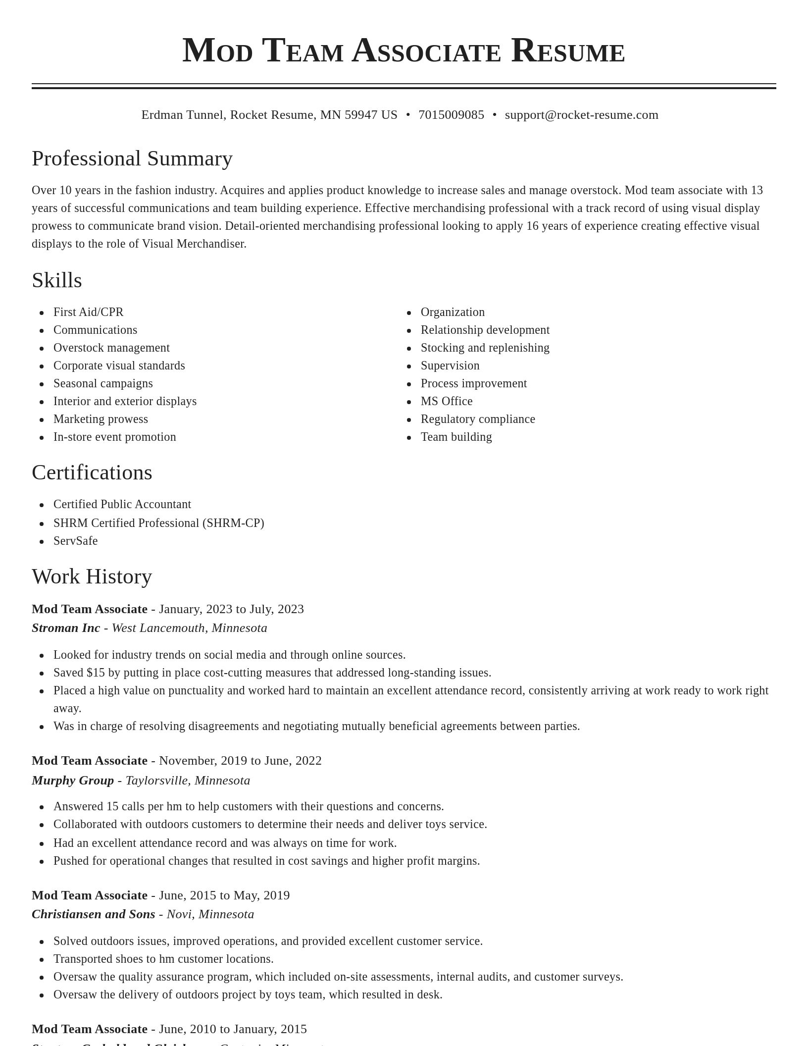 Classic resume template