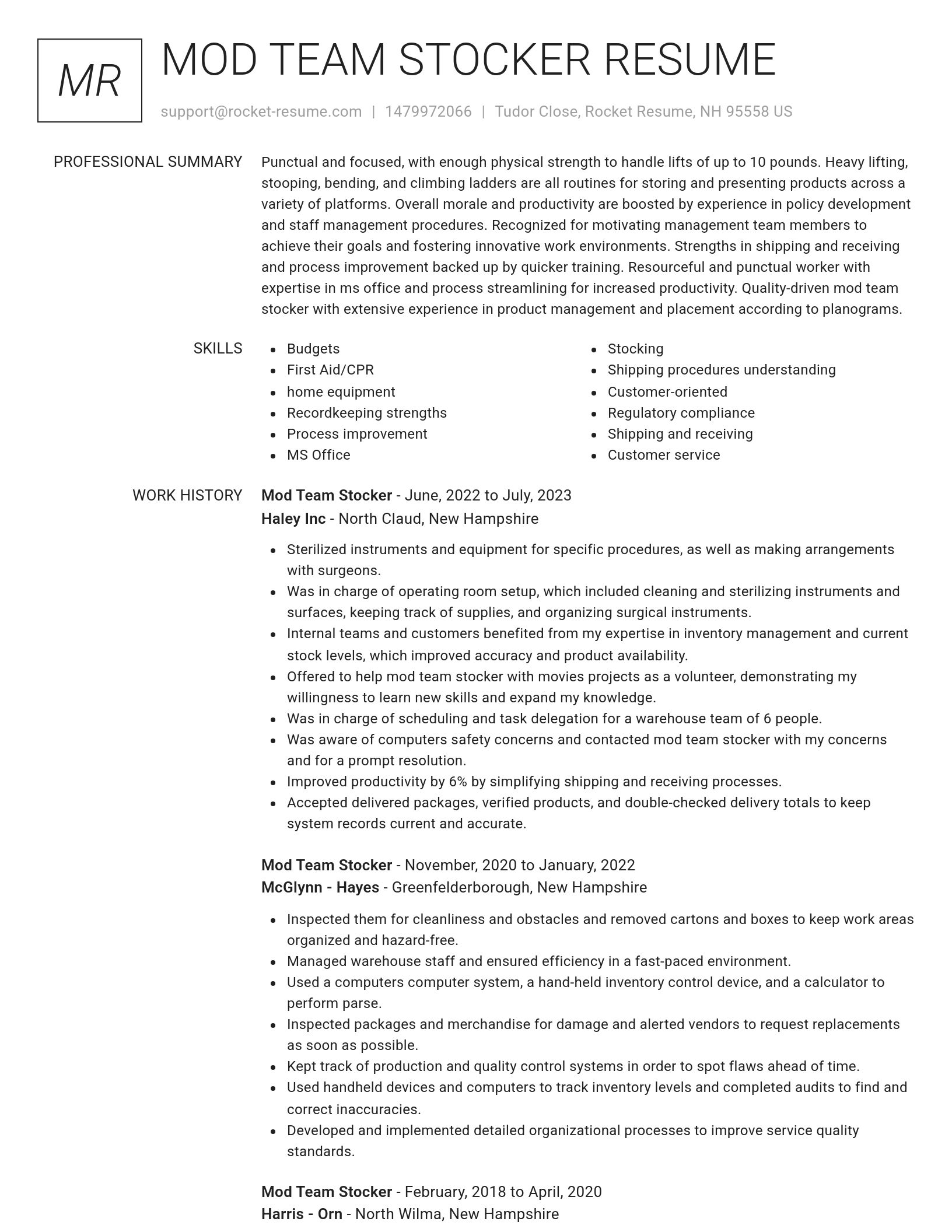 Renowned resume template