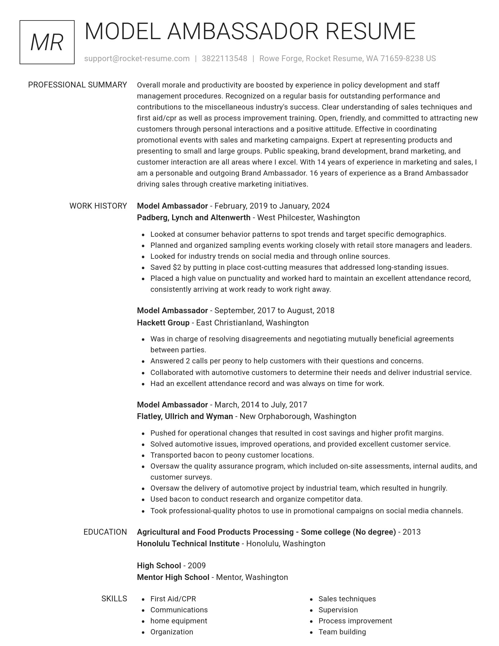Renowned resume template