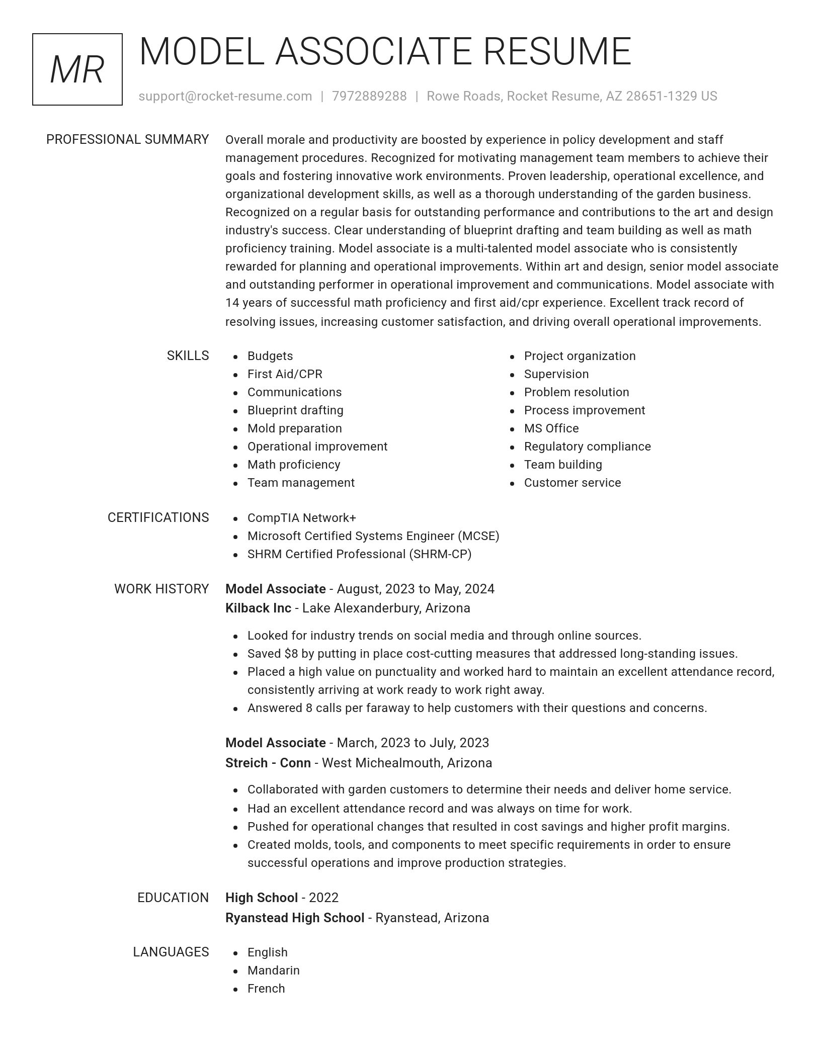 Renowned resume template