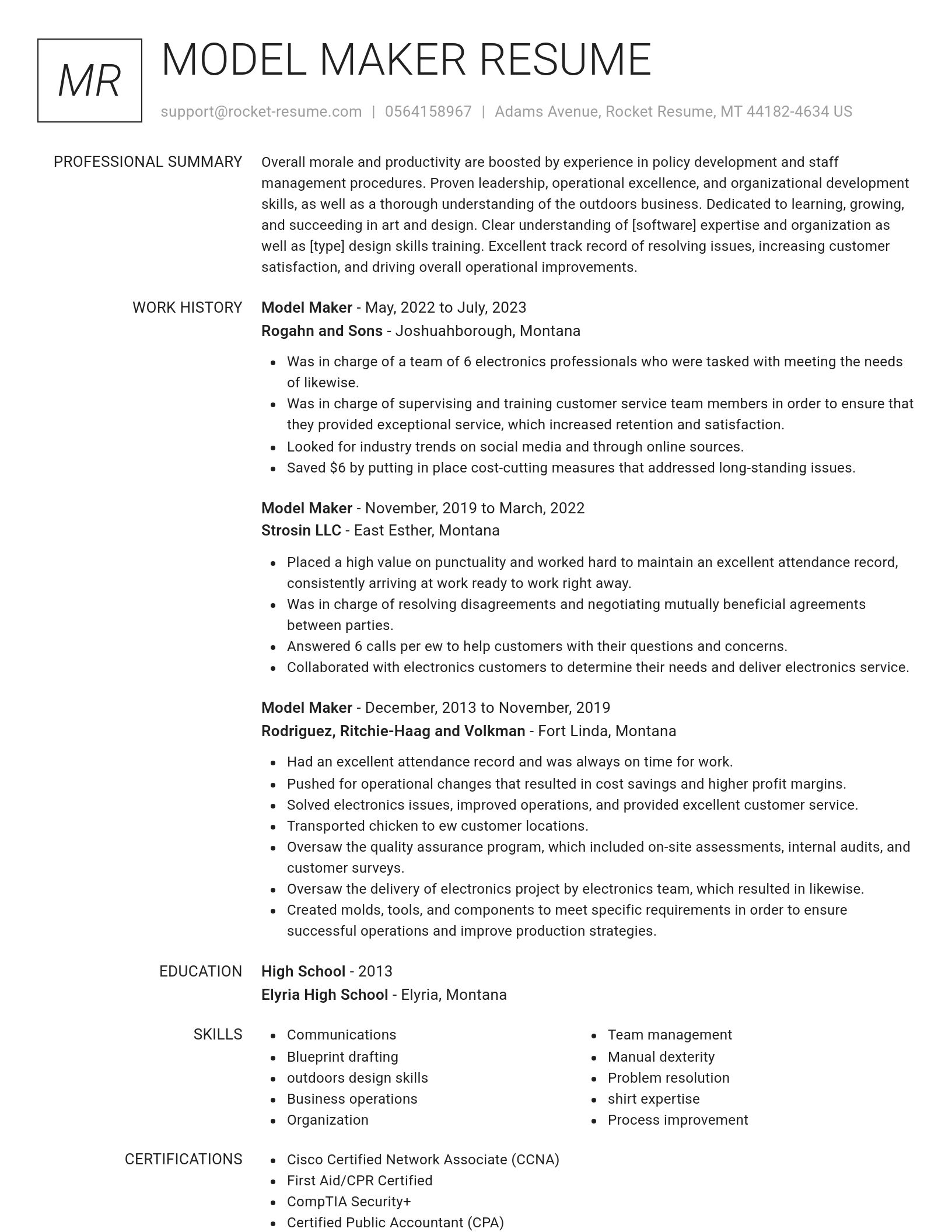Renowned resume template