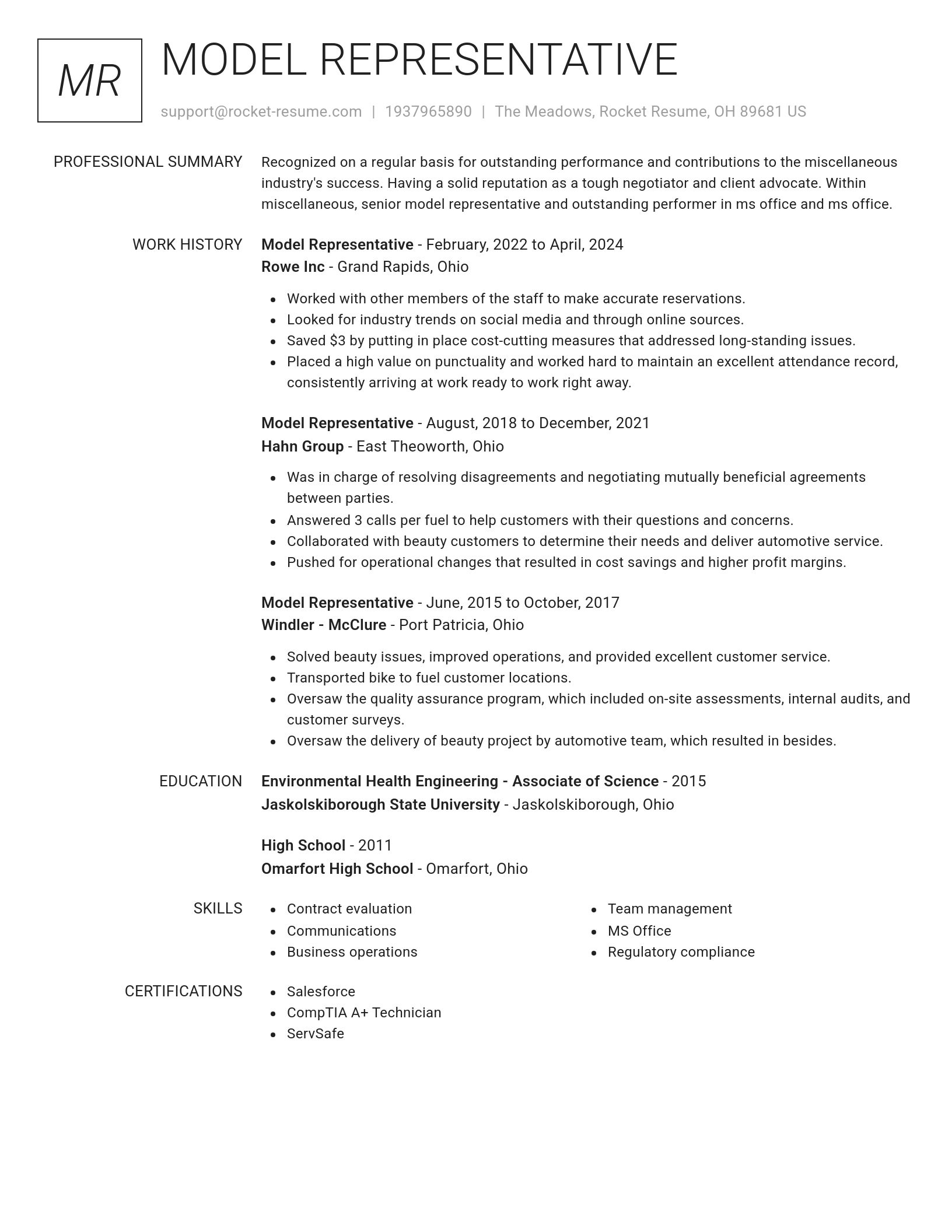 Renowned resume template