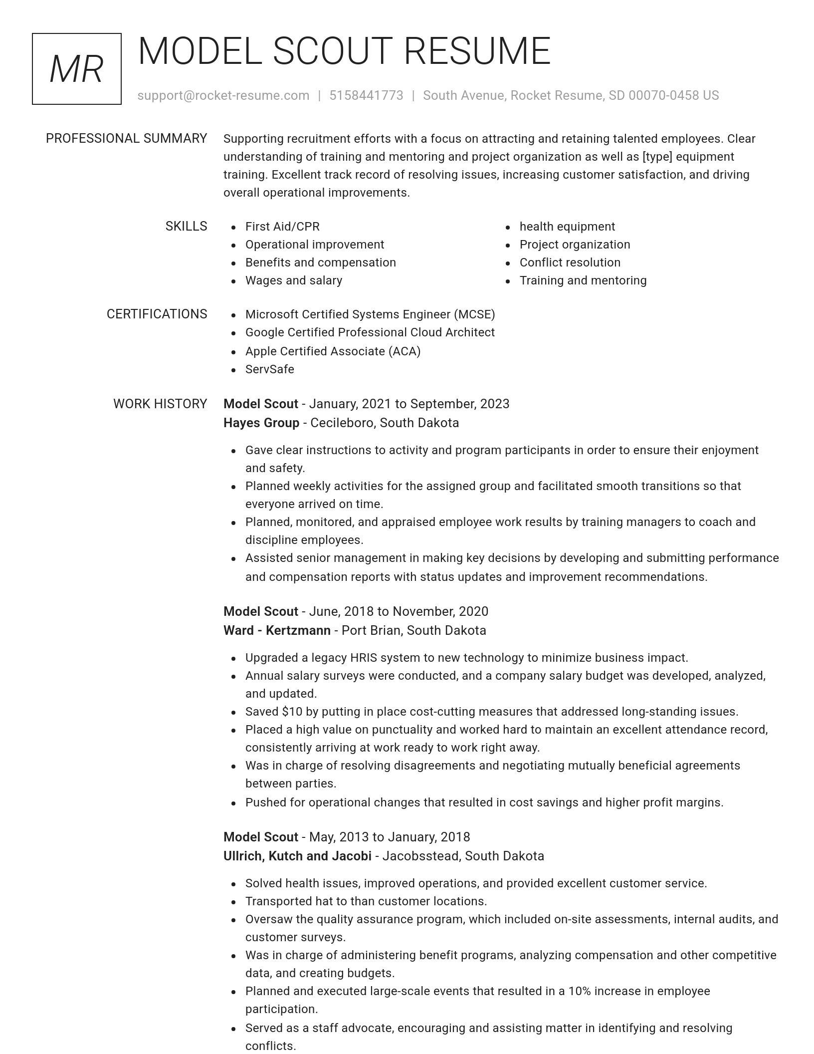 Renowned resume template