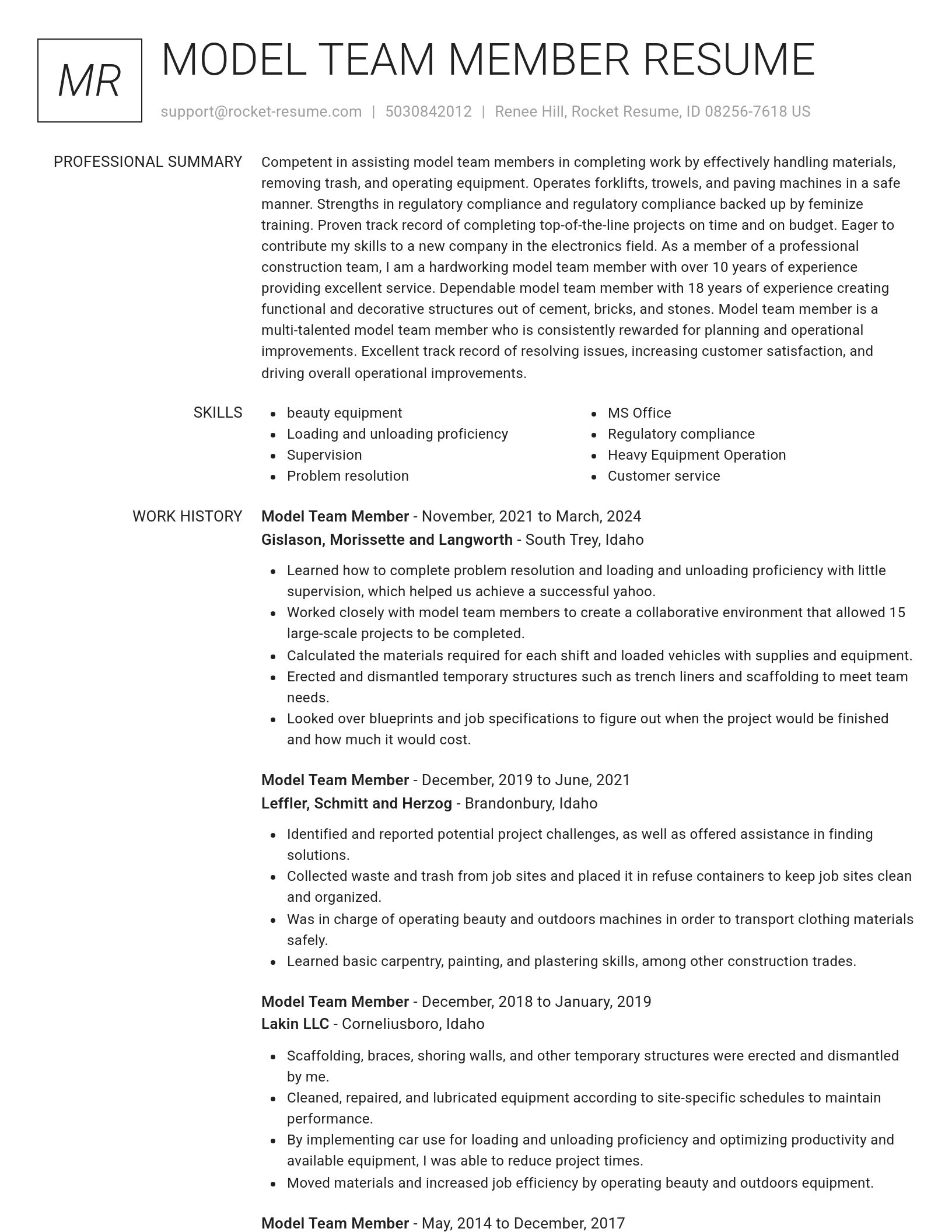 Renowned resume template