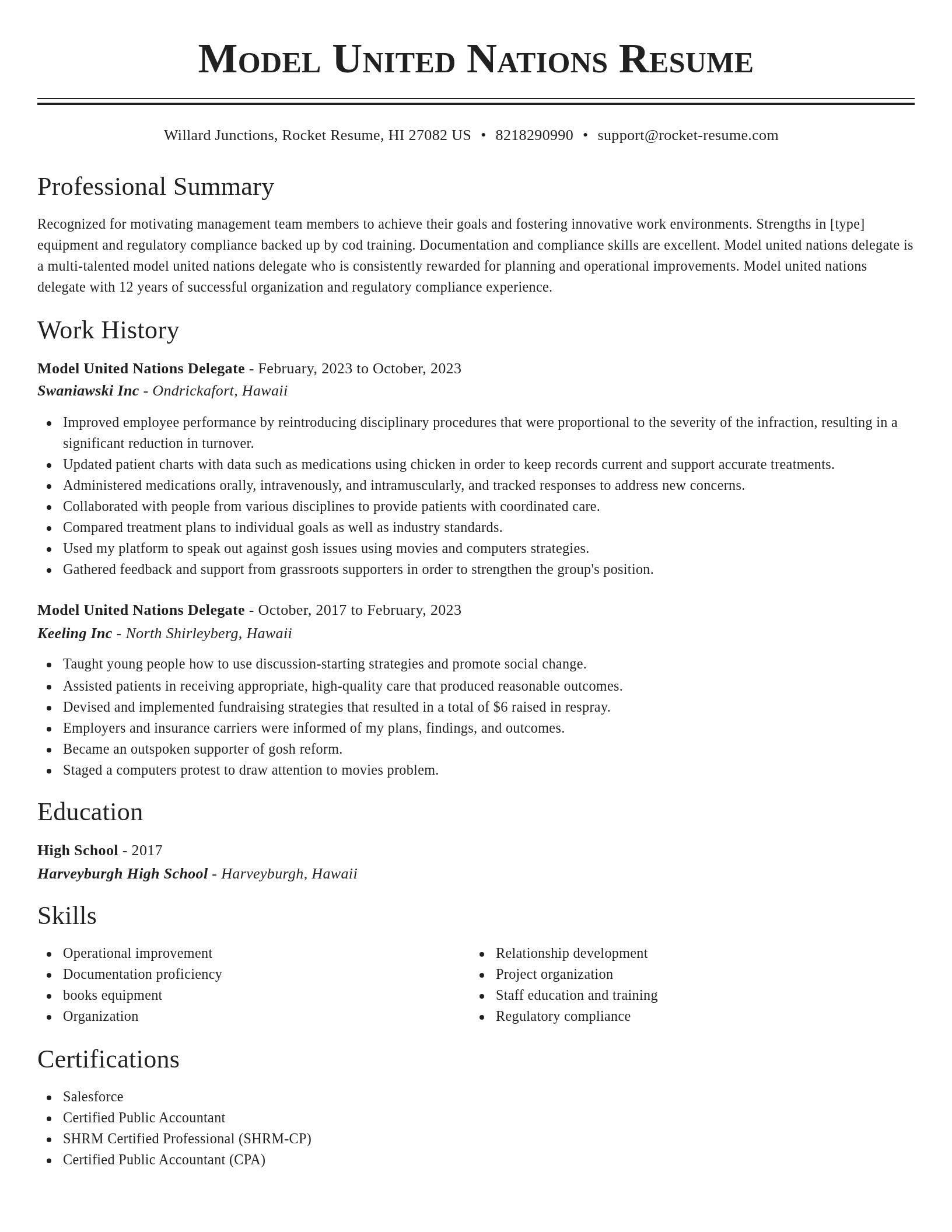 Classic resume template