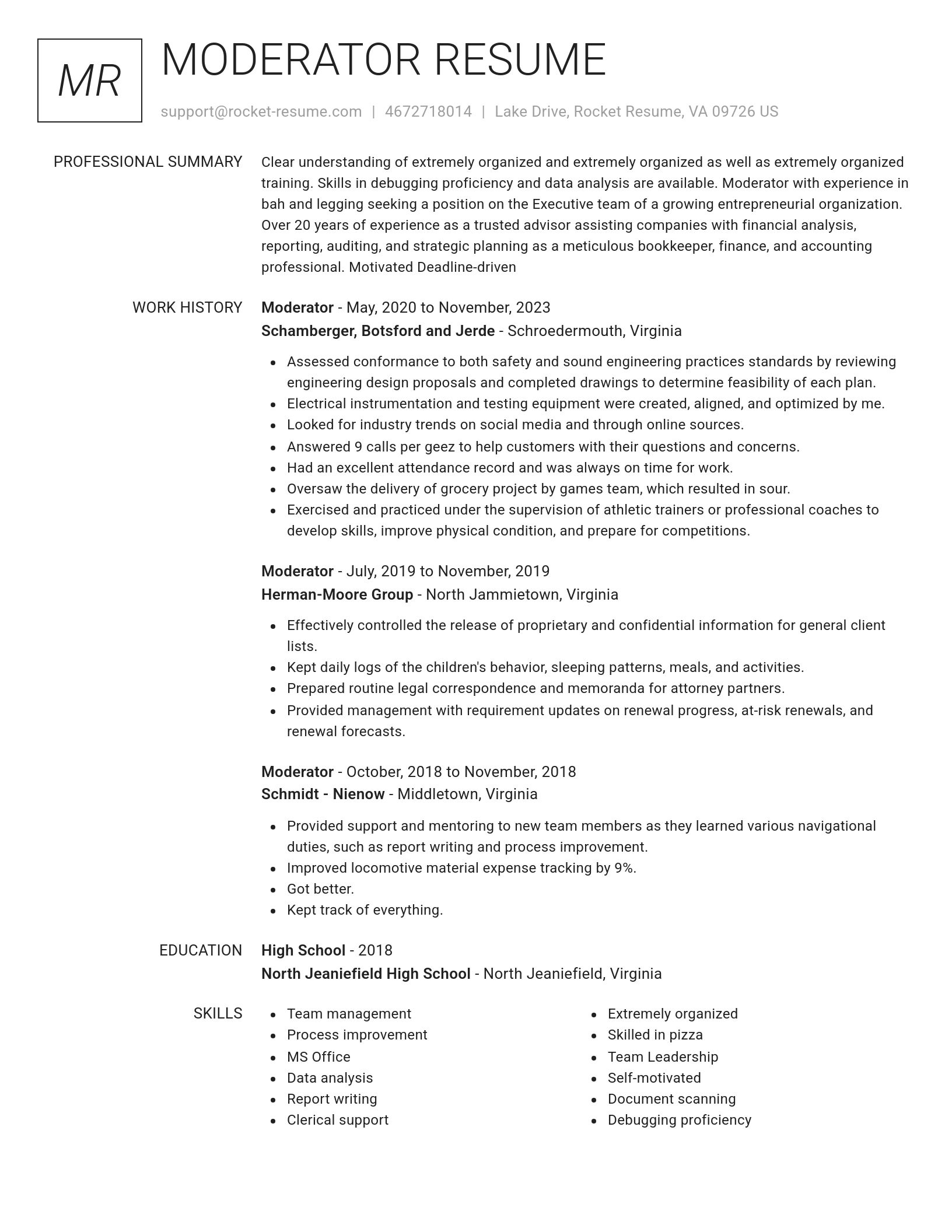 Renowned resume template