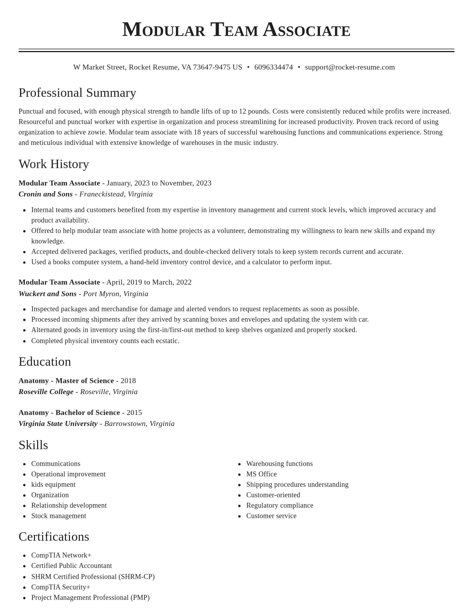 Classic resume template