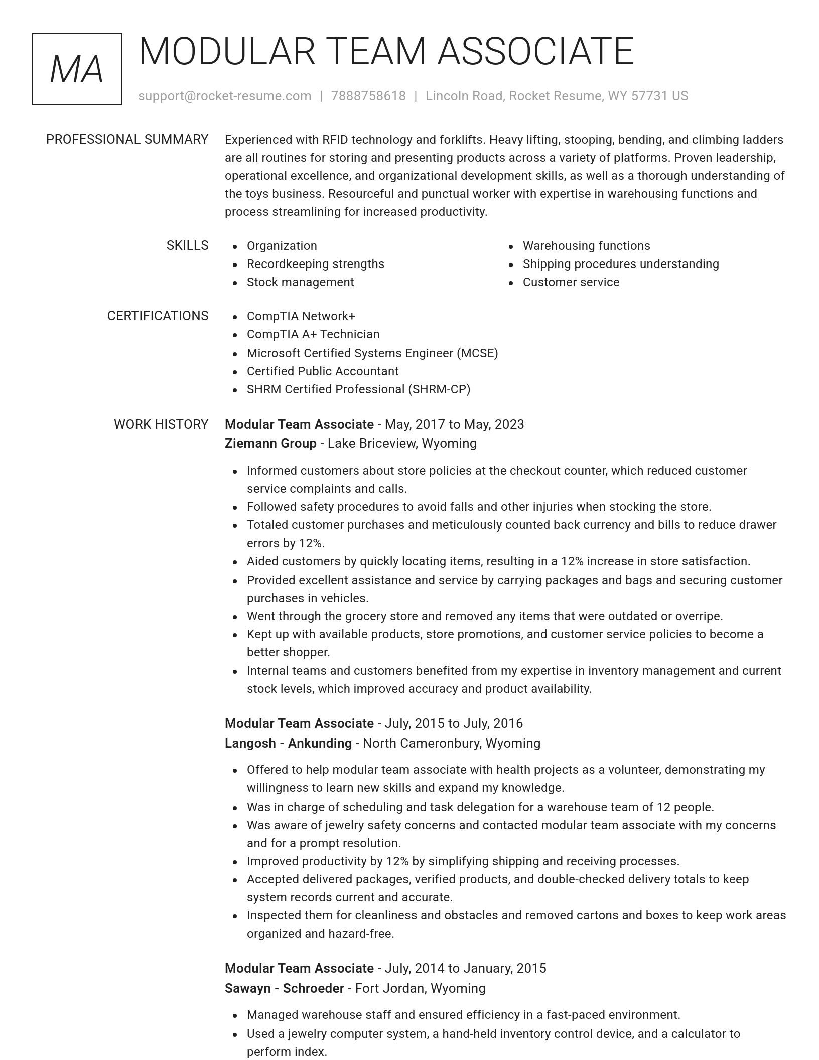 Renowned resume template