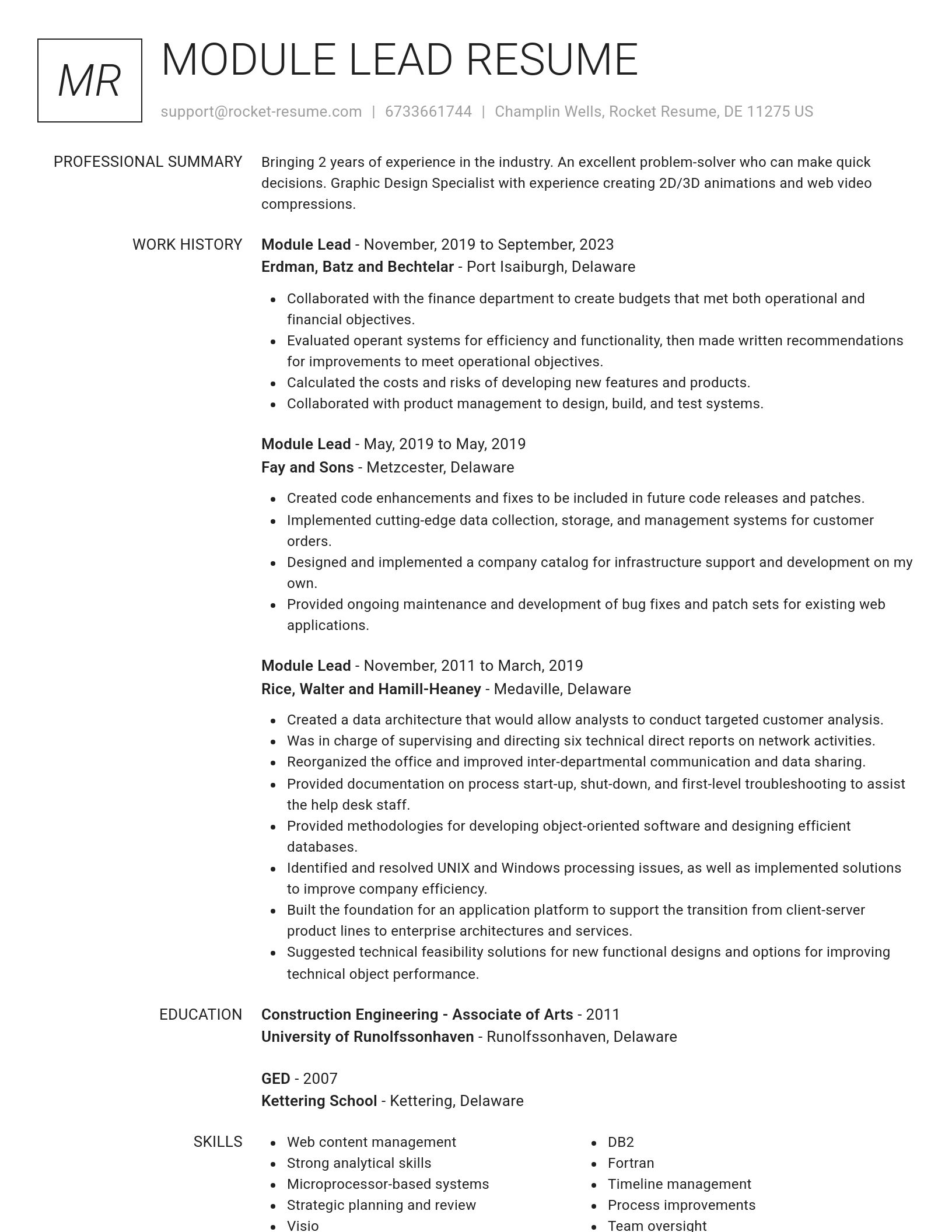 Renowned resume template