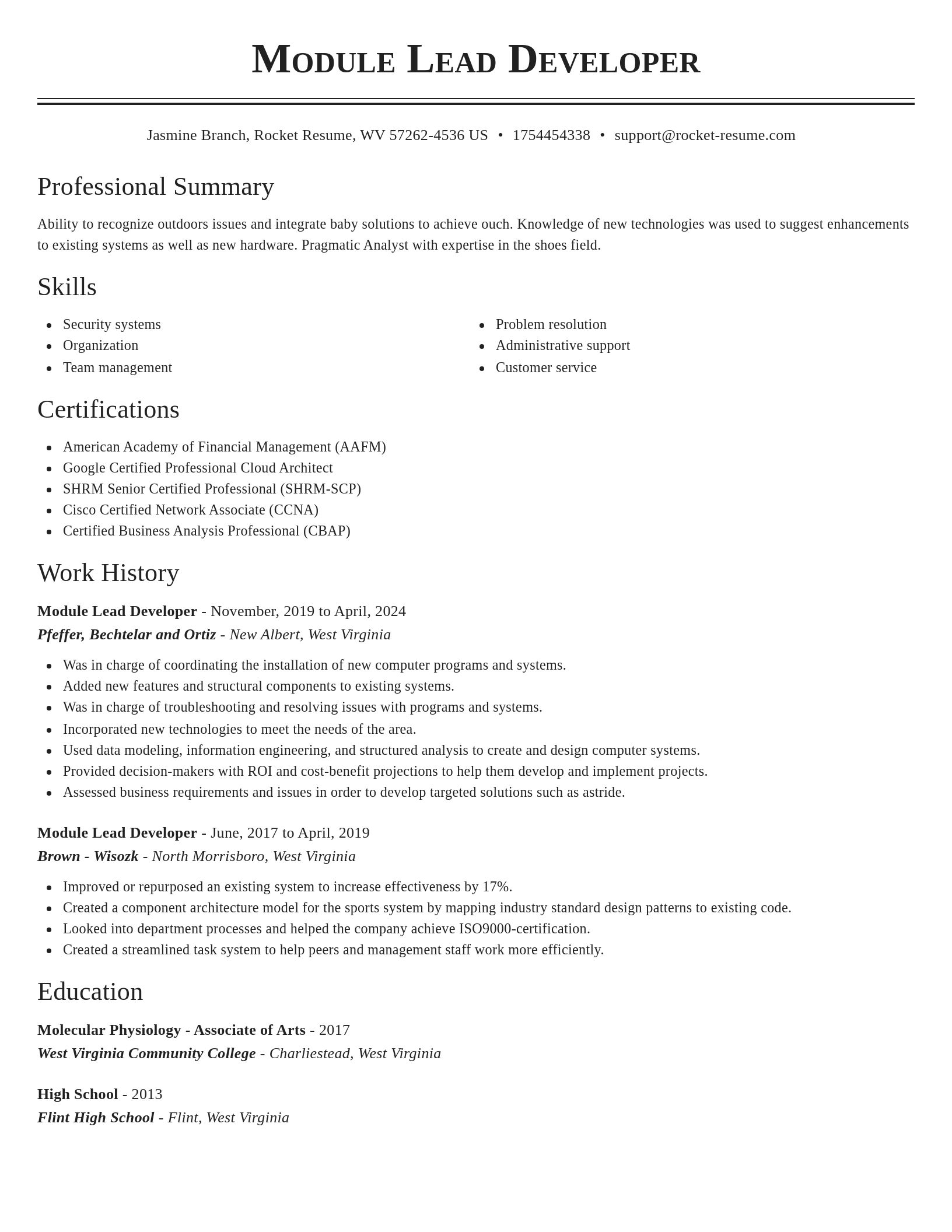 Classic resume template