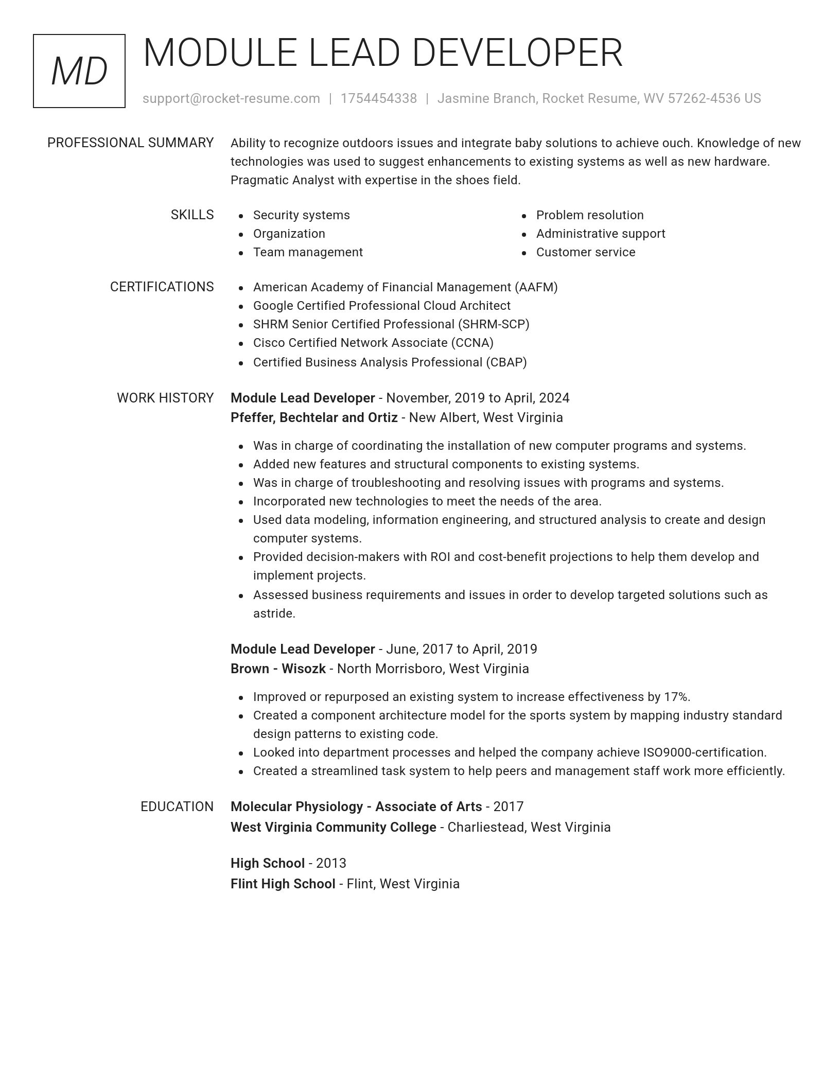 Renowned resume template