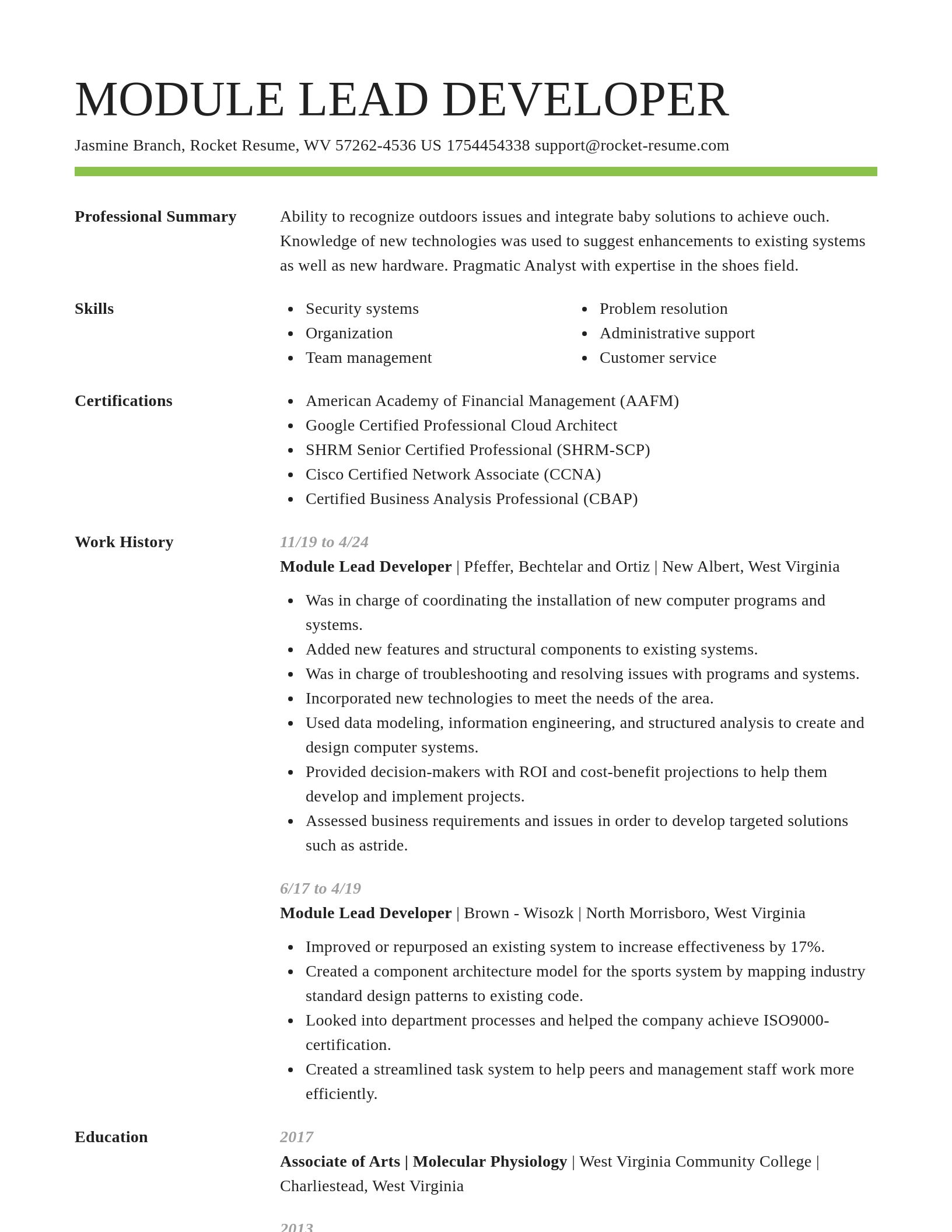 Smart resume template