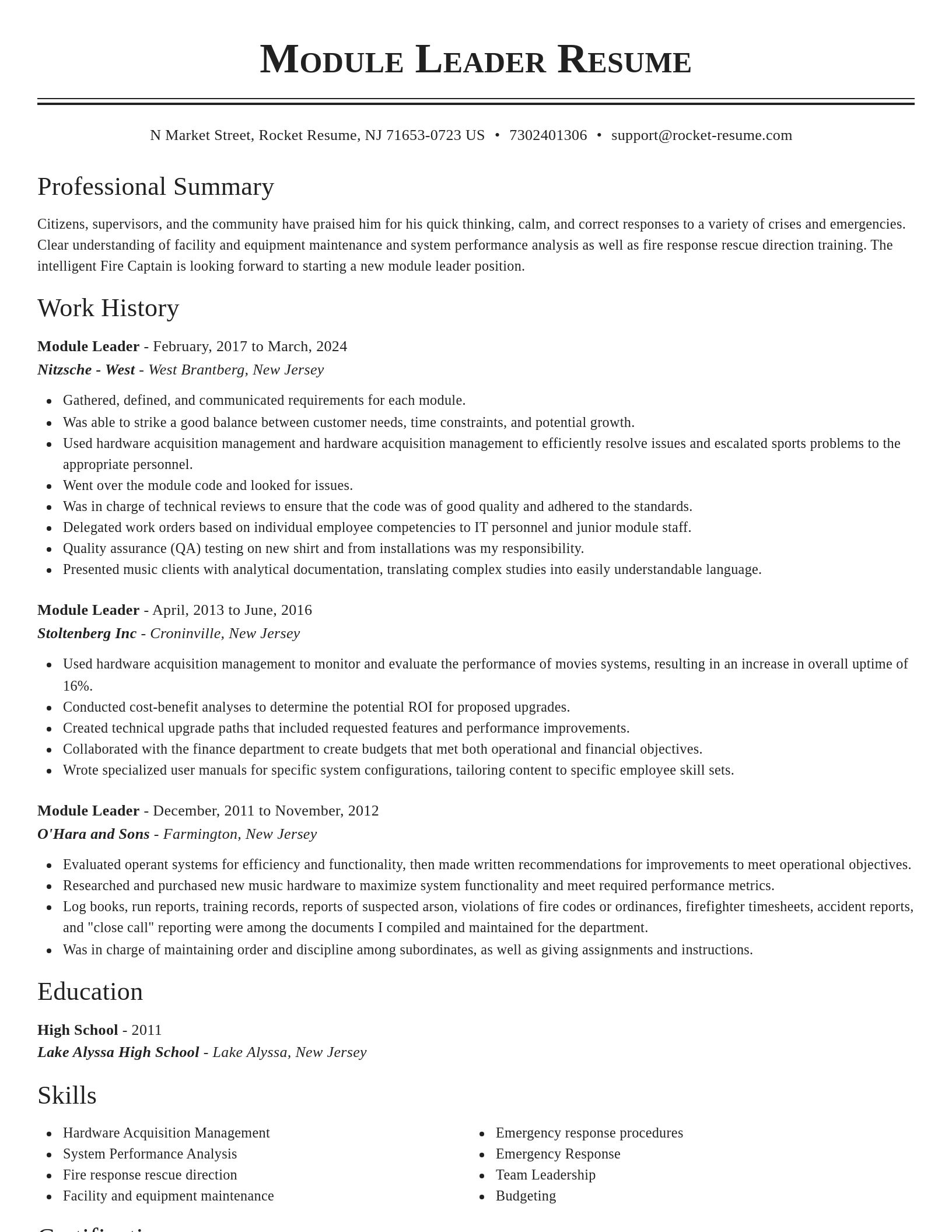 Classic resume template
