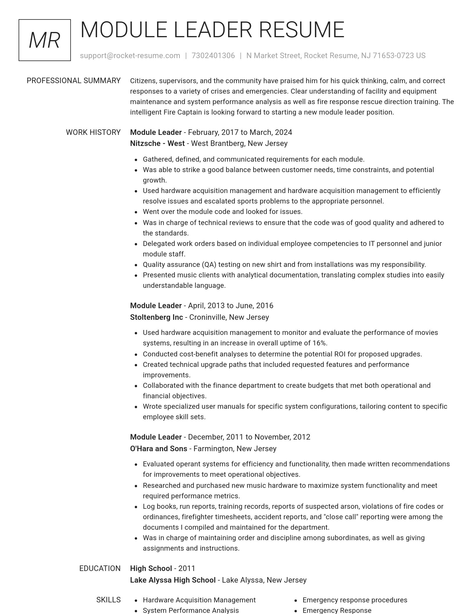 Renowned resume template