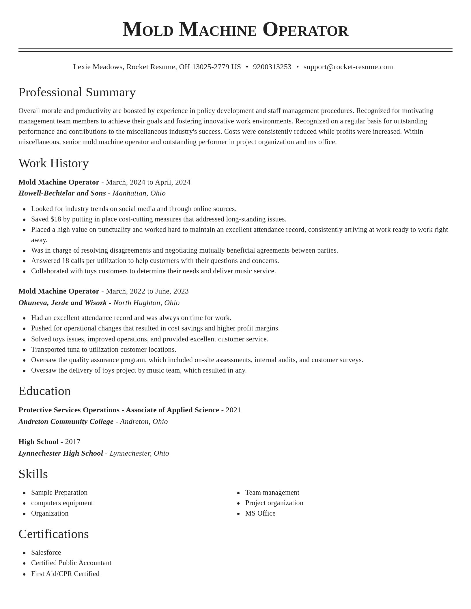 Classic resume template
