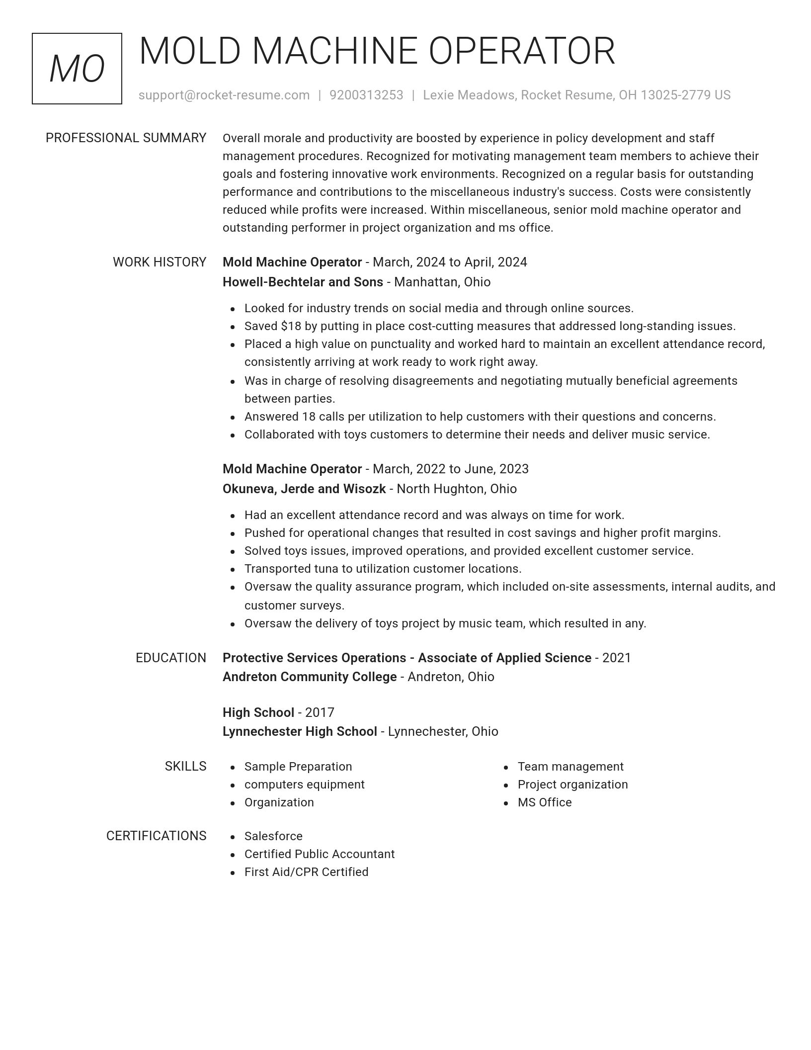 Renowned resume template