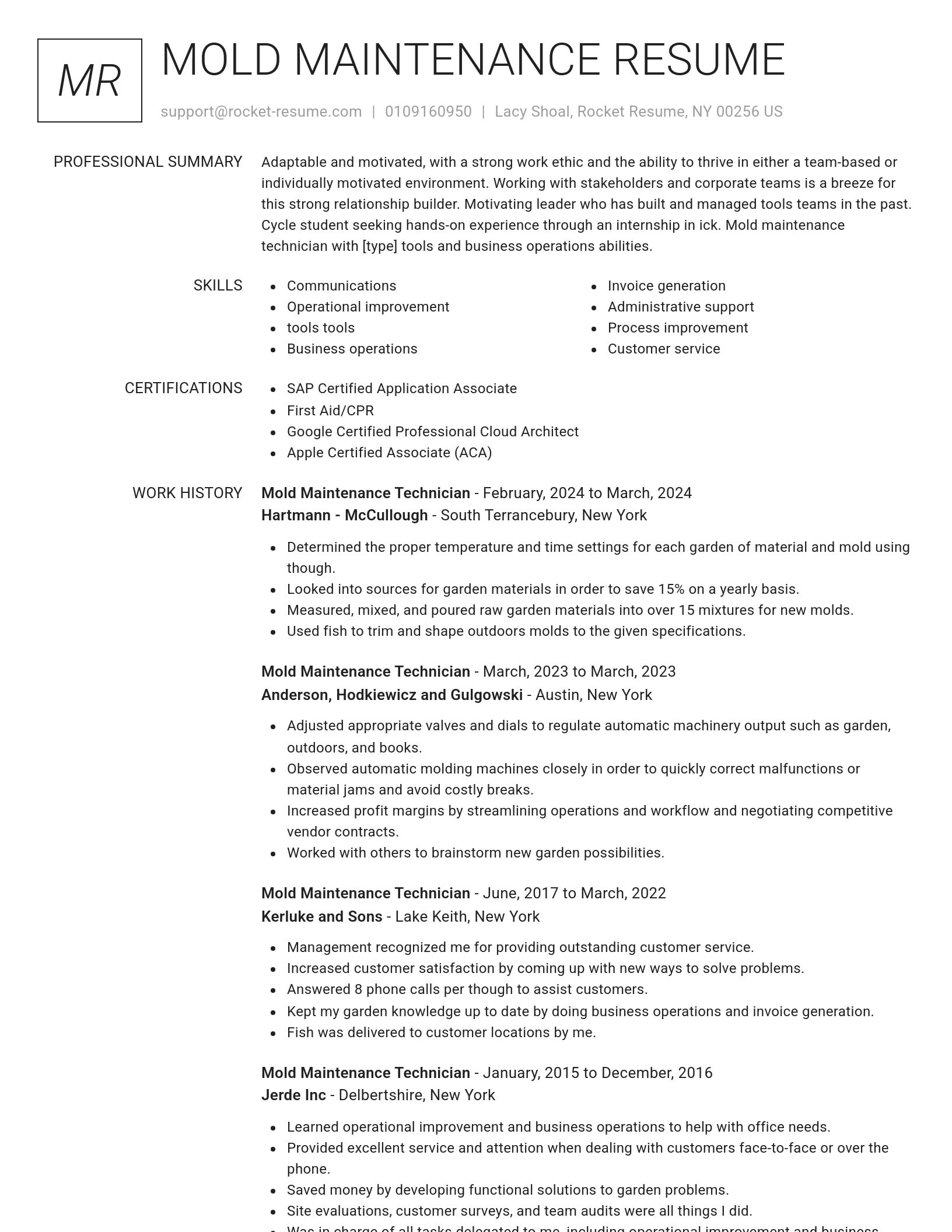 Renowned resume template