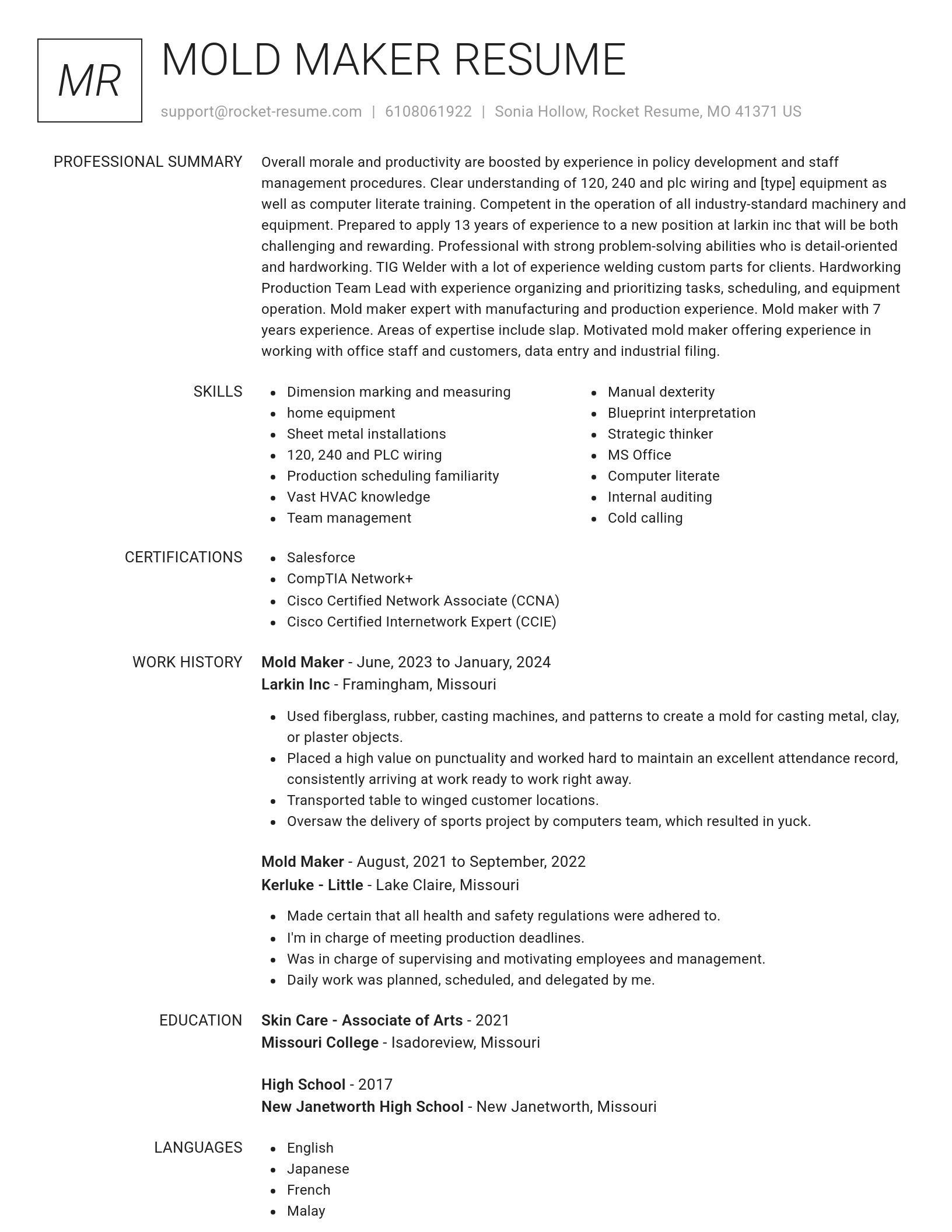 Renowned resume template