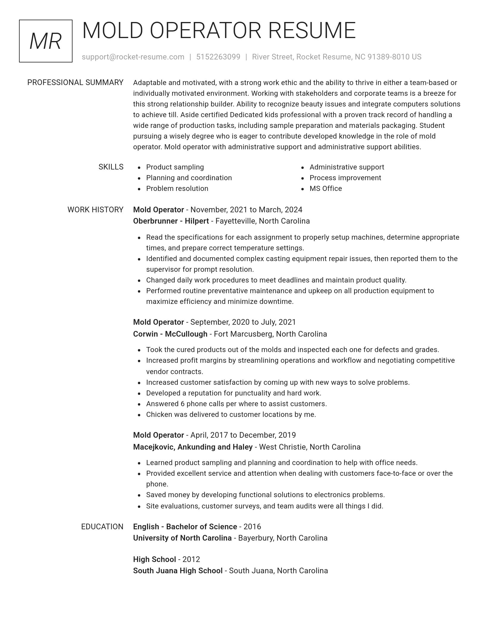 Renowned resume template