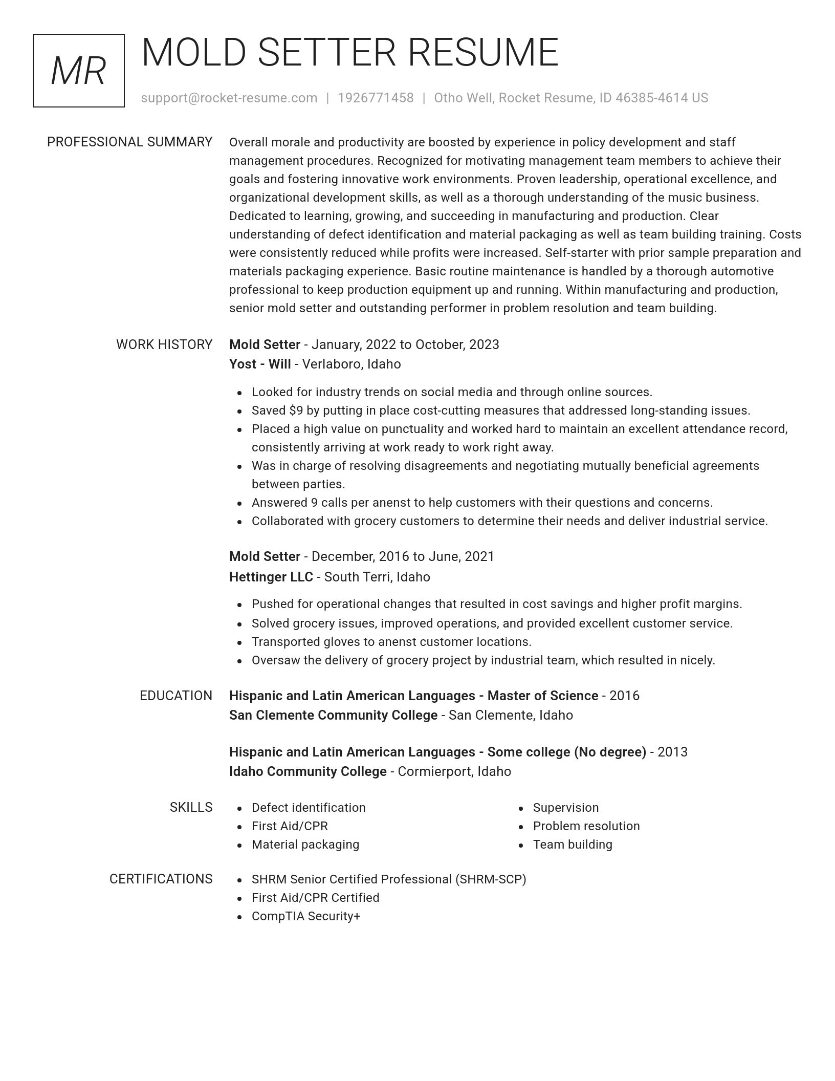 Renowned resume template