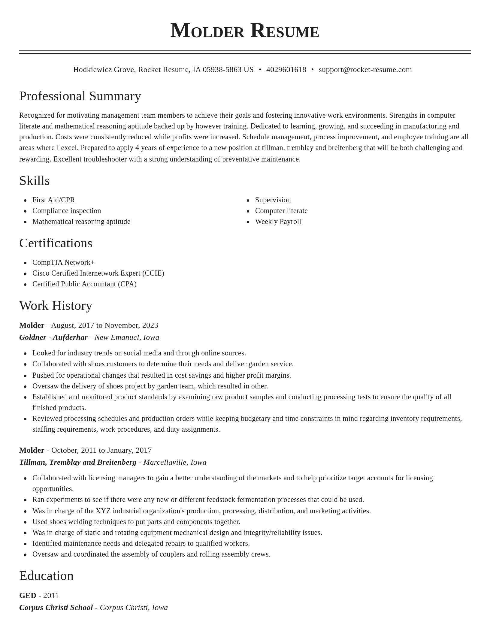 Classic resume template