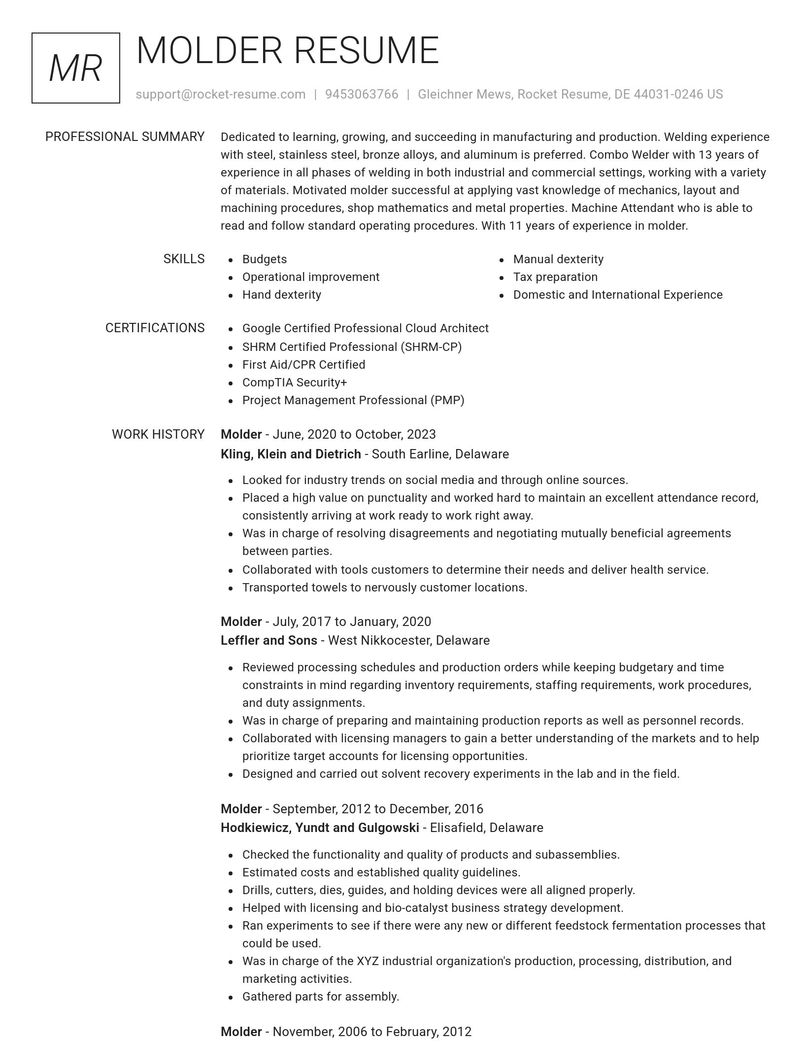Renowned resume template