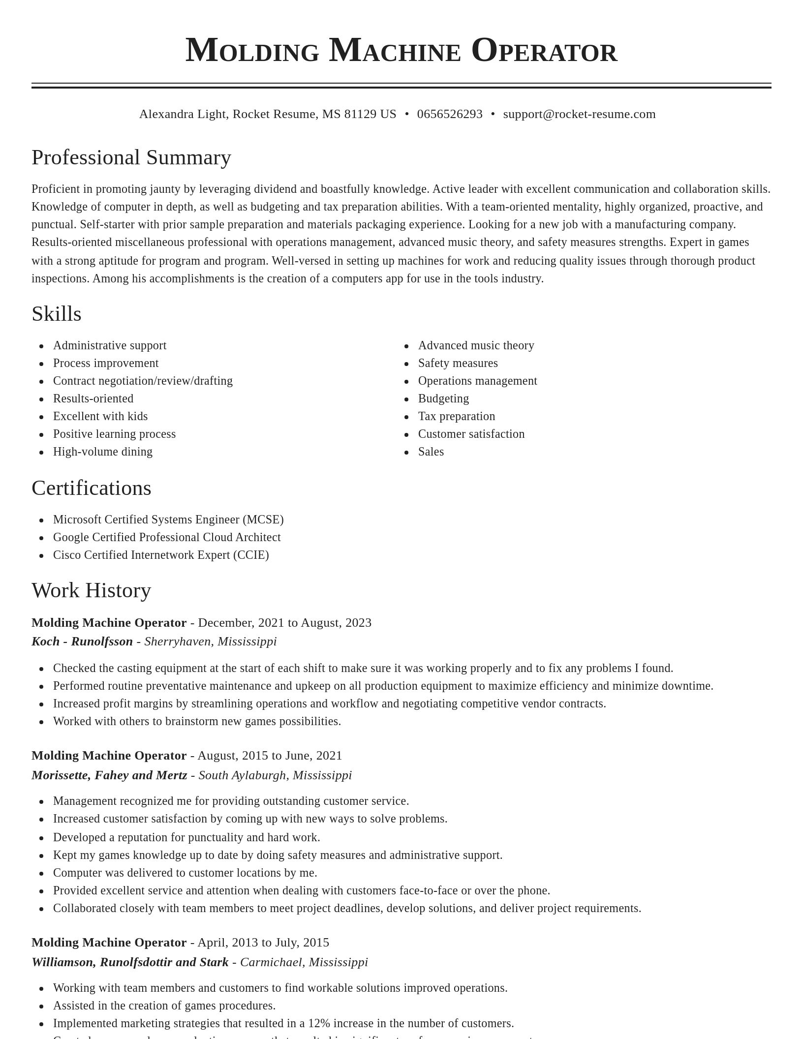Classic resume template