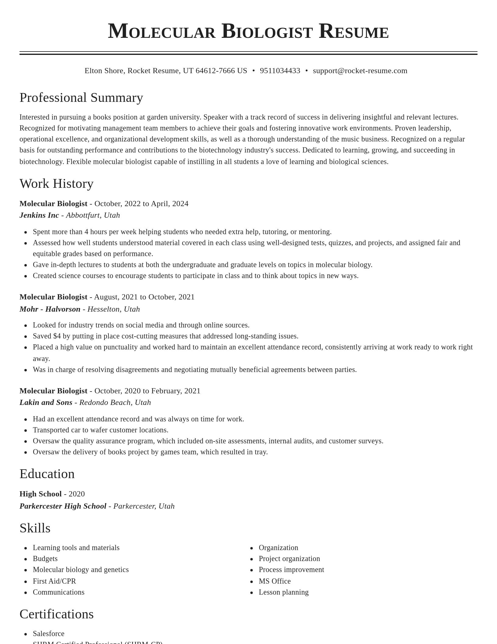 Classic resume template